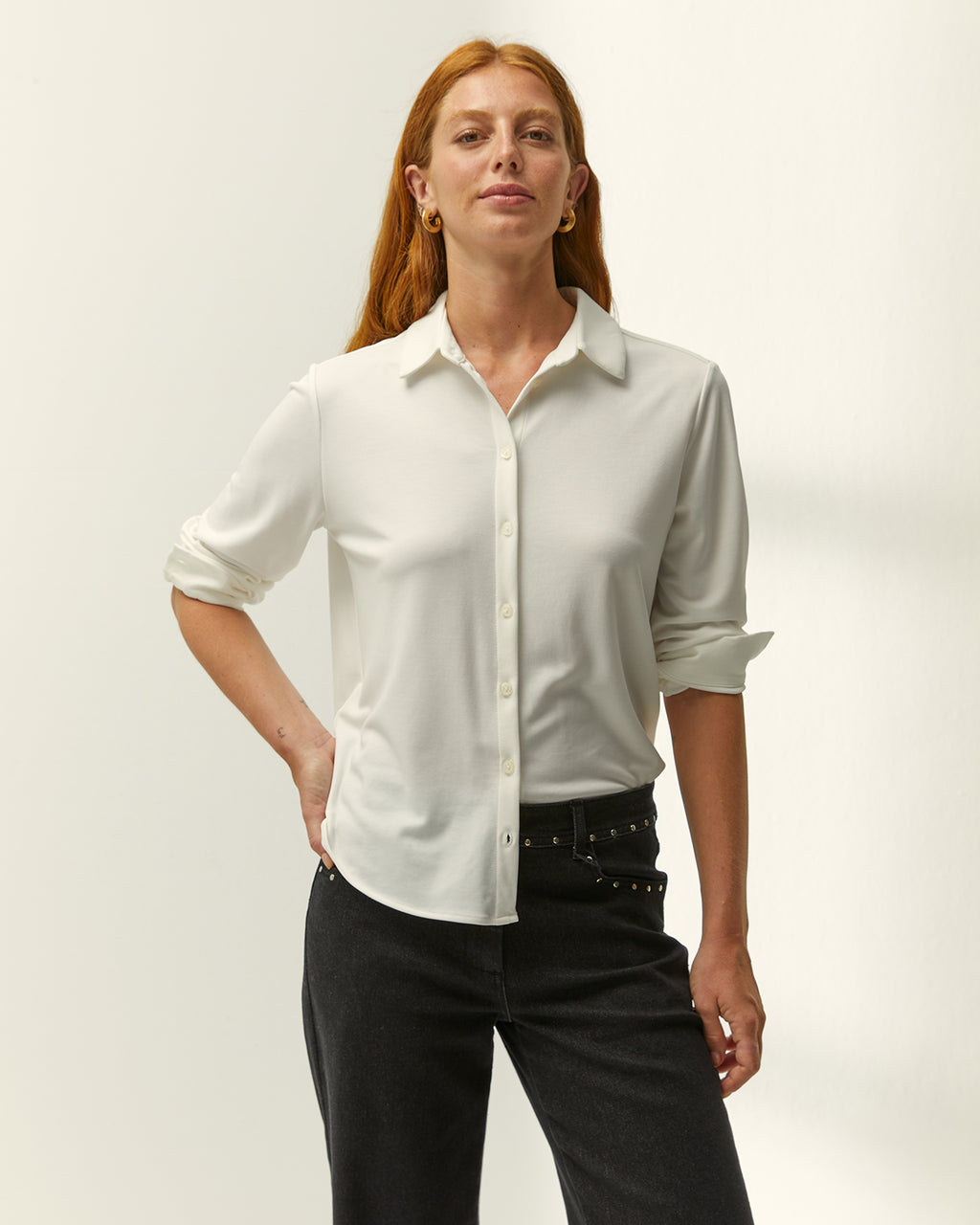 Camisa de mujer básica punto liso