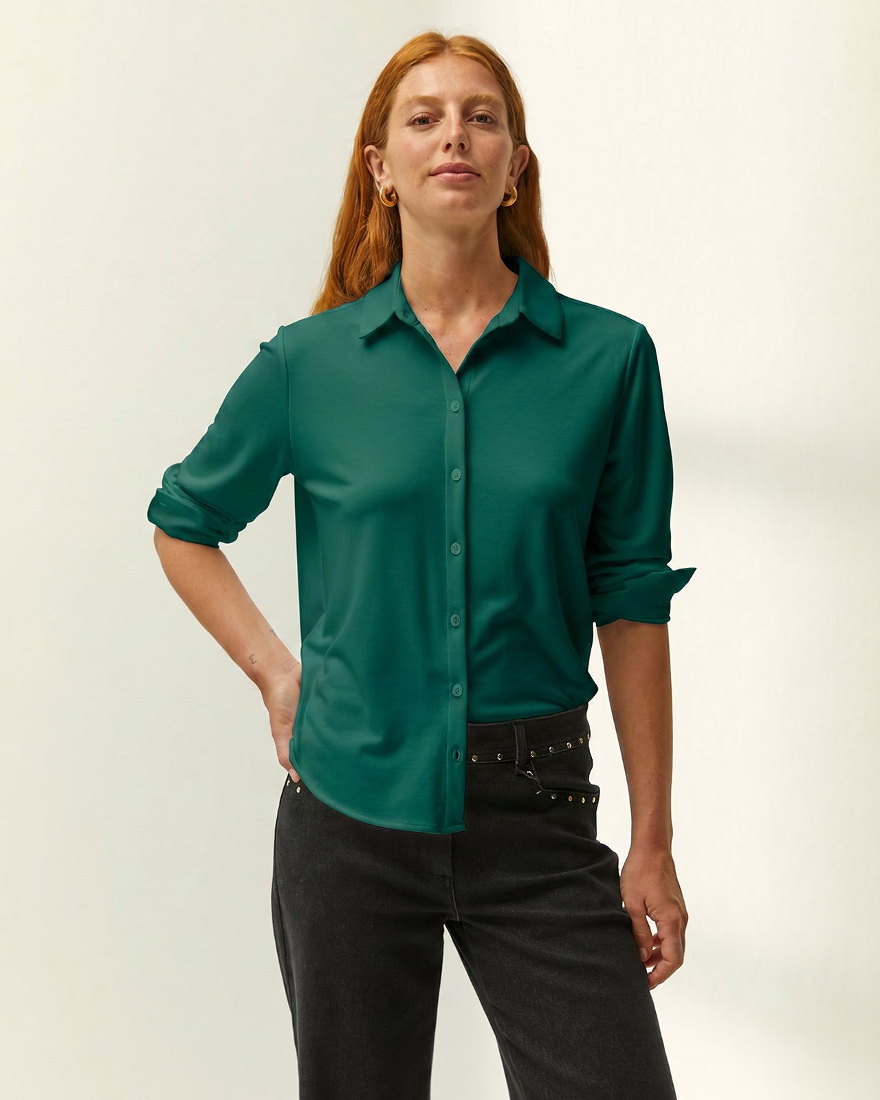 Camisa de mujer básica punto liso