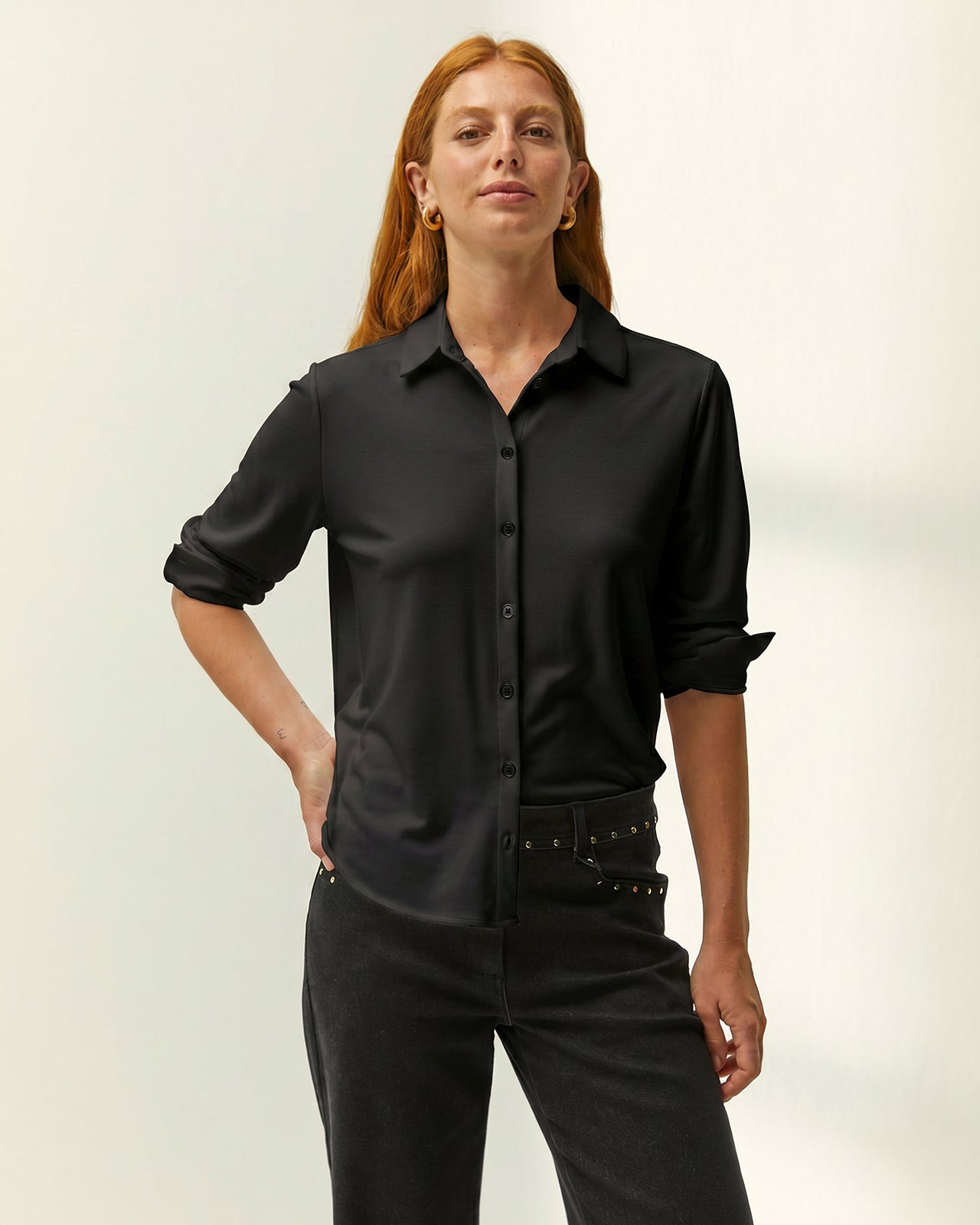 Camisa de mujer básica punto liso