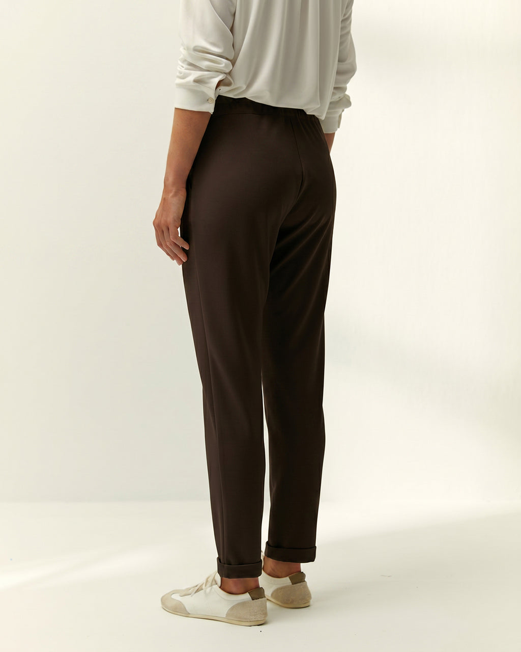 Pantalón tobillero de mujer punto liso cintura elástica