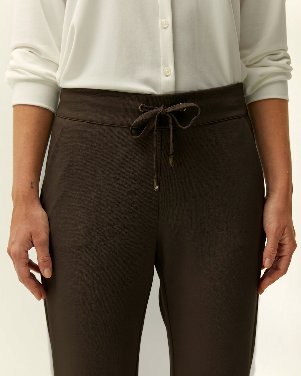 Pantalón tobillero de mujer punto liso cintura elástica