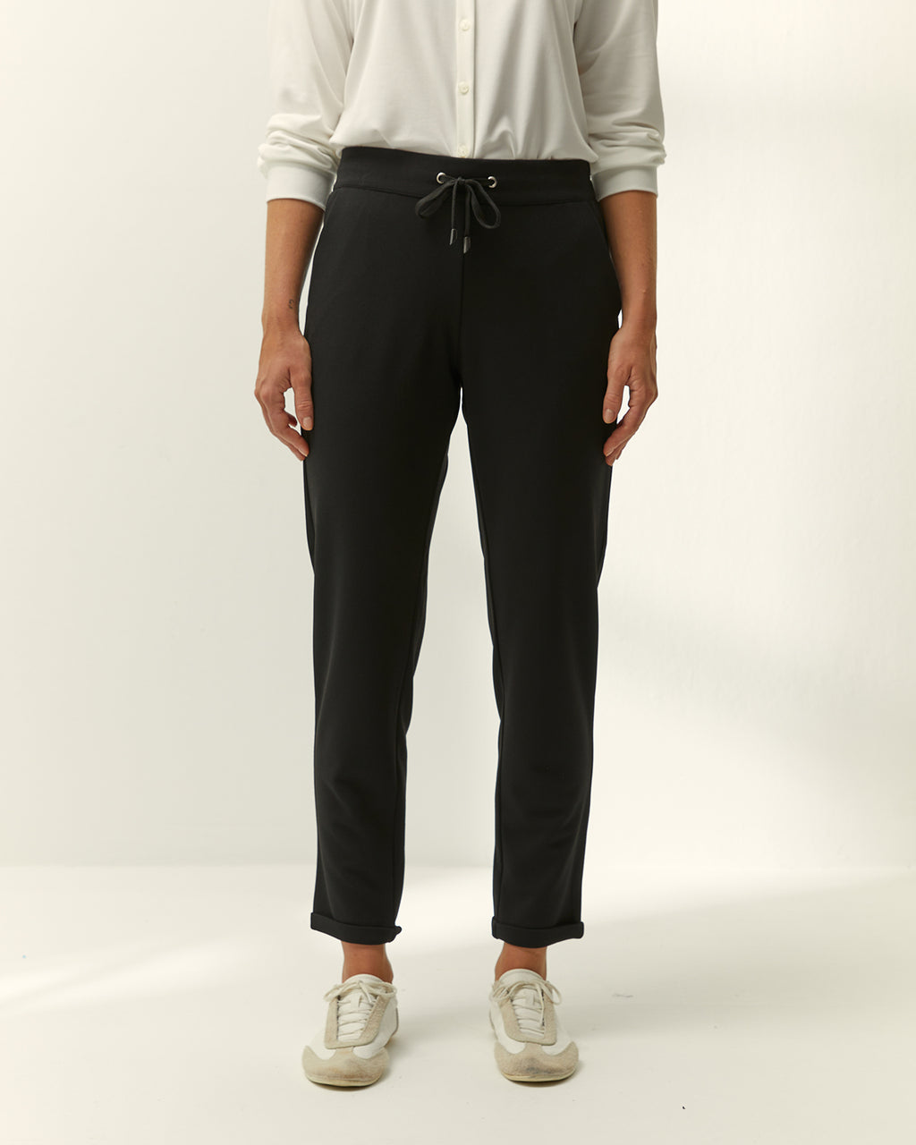 Pantalón tobillero de mujer punto liso cintura elástica