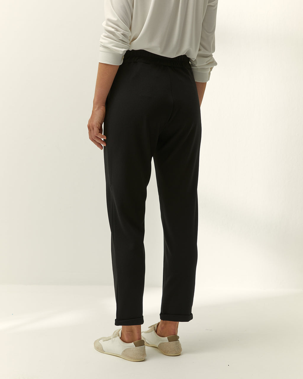 Pantalón tobillero de mujer punto liso cintura elástica