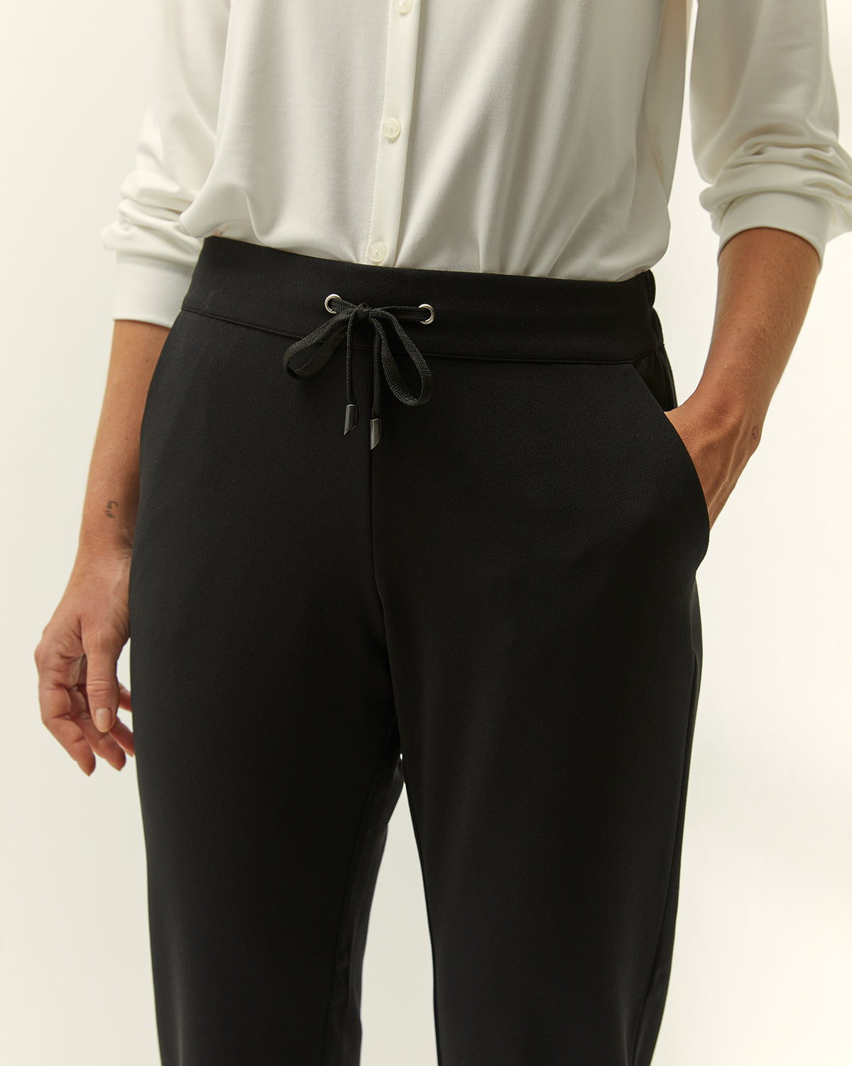 Pantalón tobillero de mujer punto liso cintura elástica