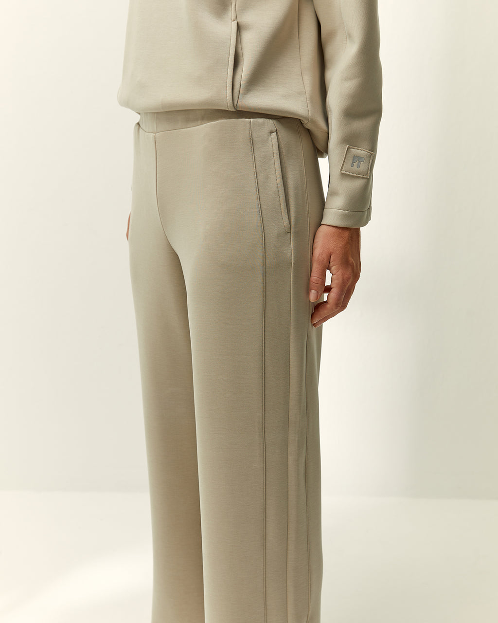 Pantalón recto de mujer punto liso cintura elástica