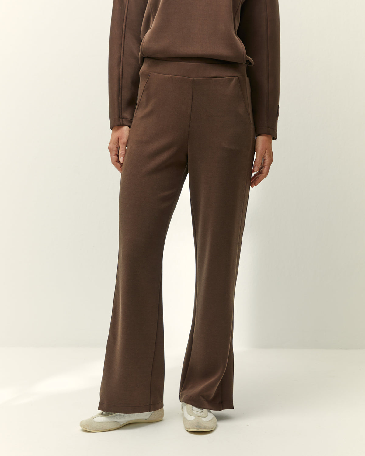 Pantalón recto de mujer punto liso cintura elástica
