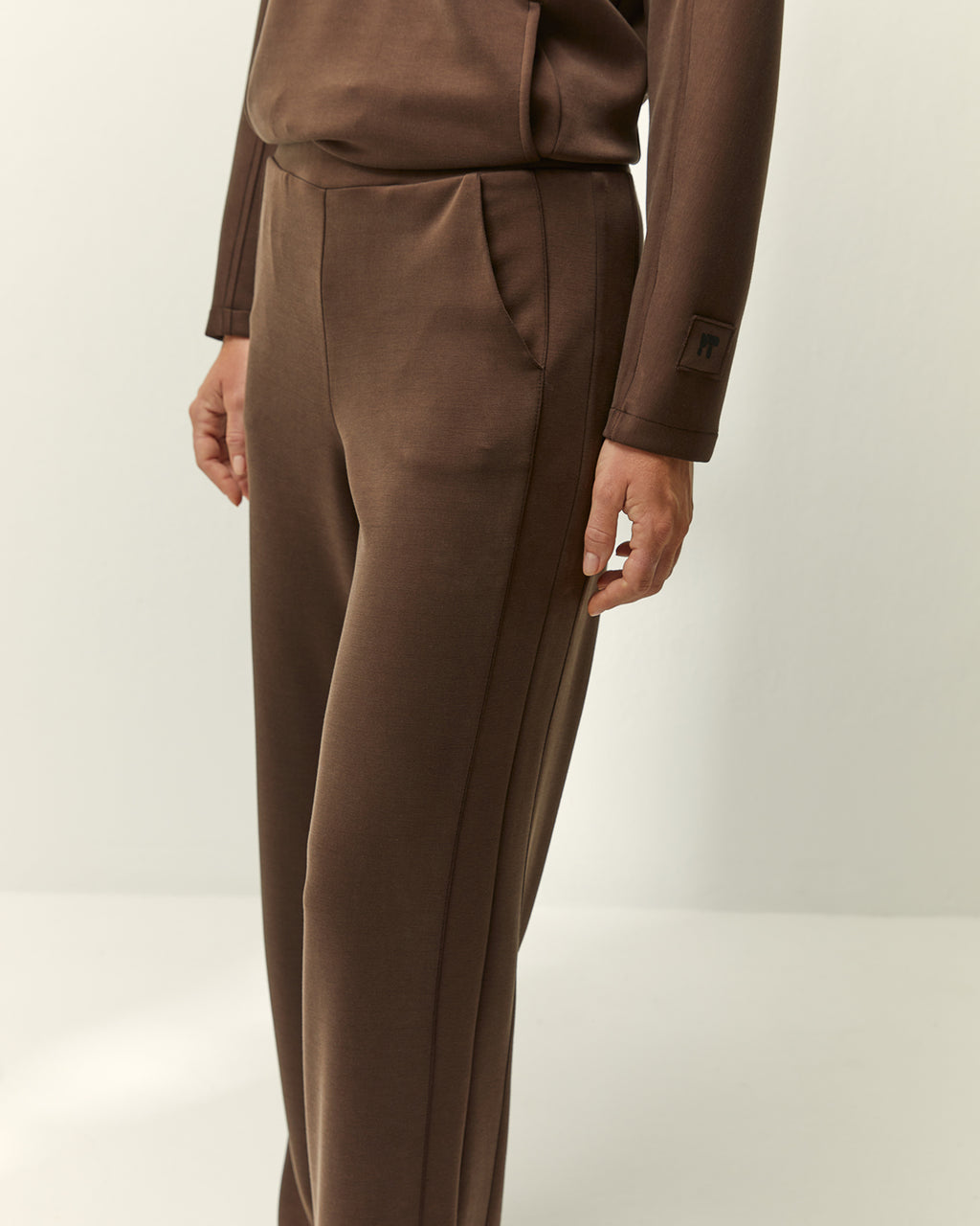 Pantalón recto de mujer punto liso cintura elástica