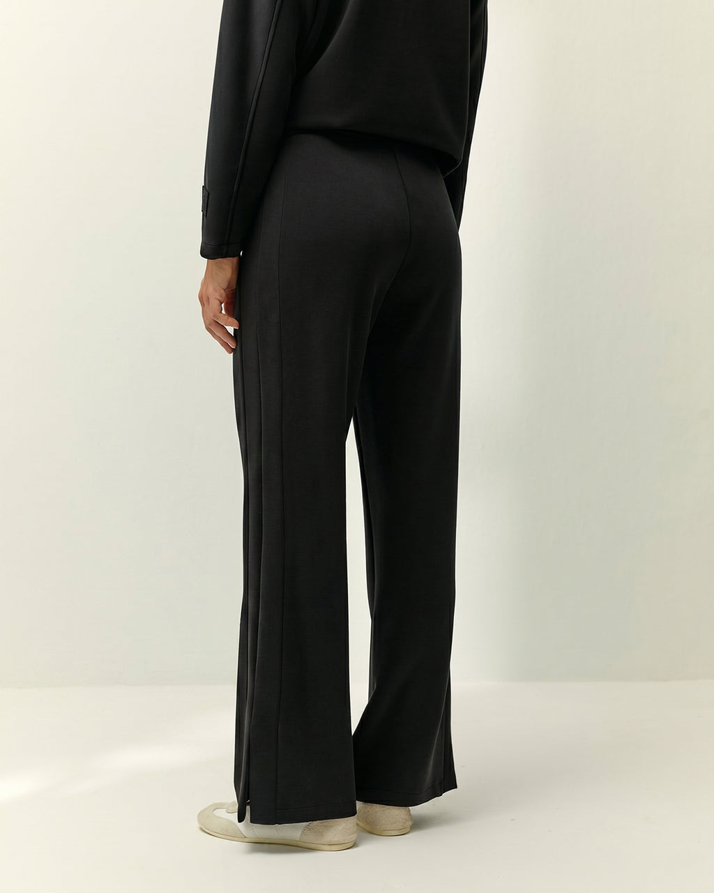 Pantalón recto de mujer punto liso cintura elástica
