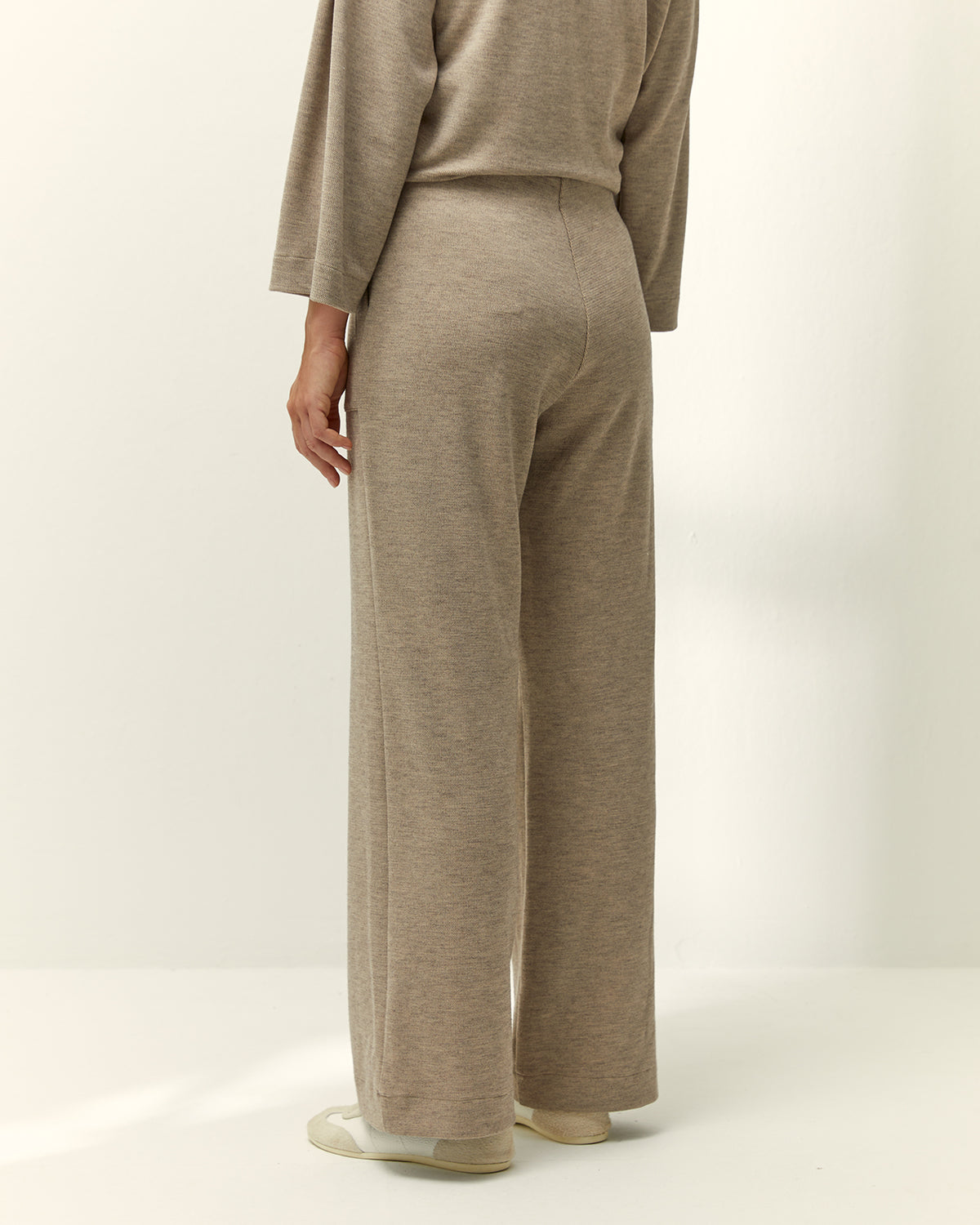 Pantalón ancho de mujer punto liso cintura elástica