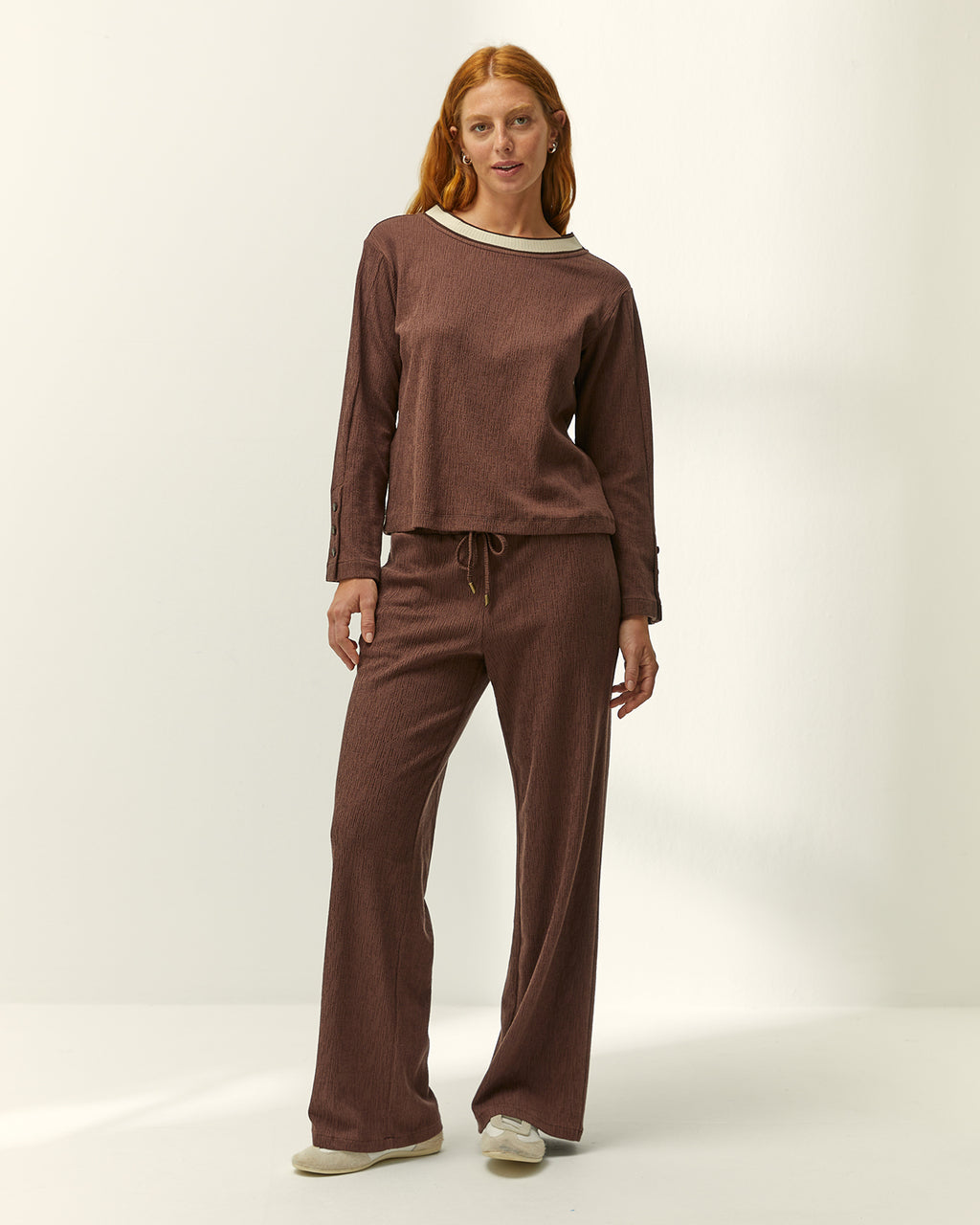 Pantalón recto de mujer punto con estructura  cintura elástica
