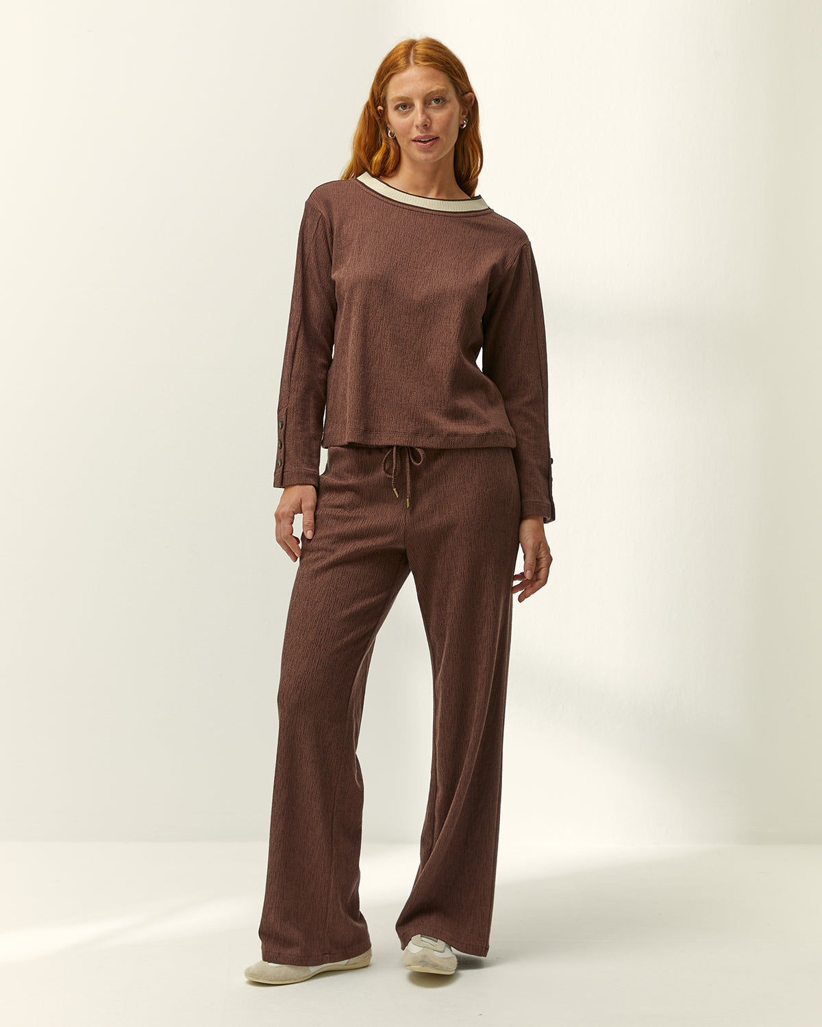 Pantalón recto de mujer punto con estructura  cintura elástica