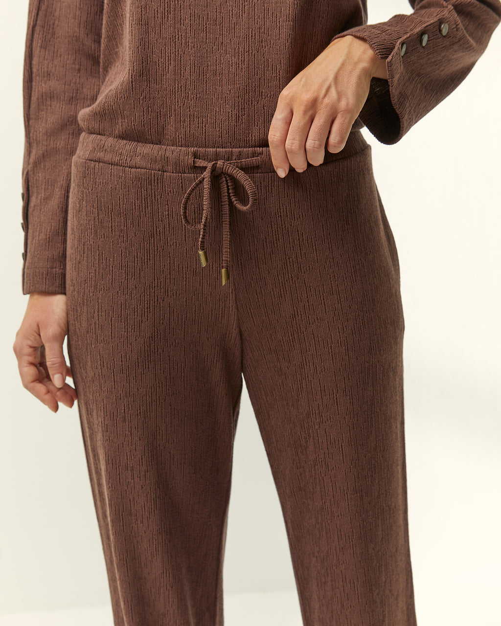 Pantalón recto de mujer punto con estructura  cintura elástica