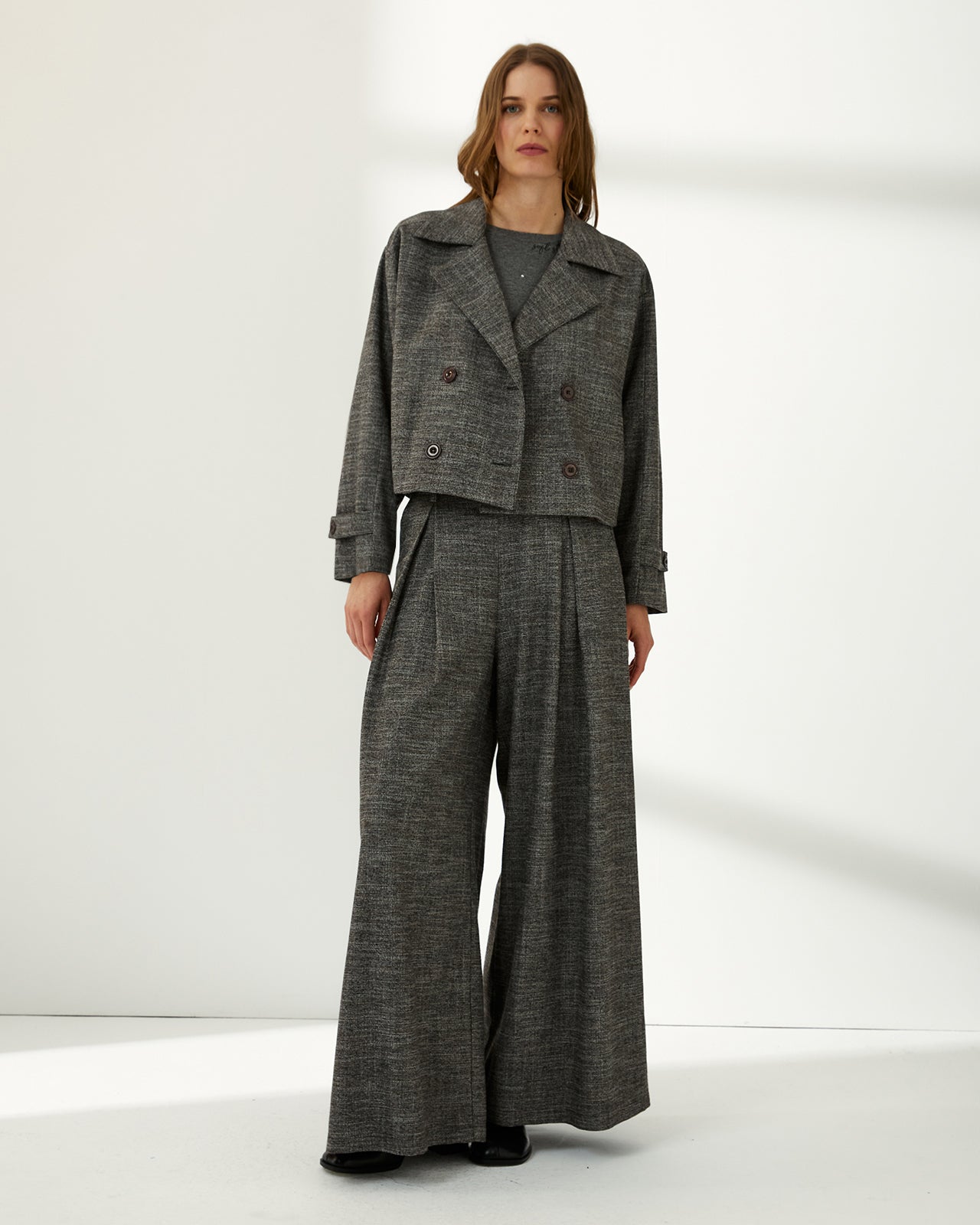 Pantalón ancho de mujer con pinzas cintura elástica