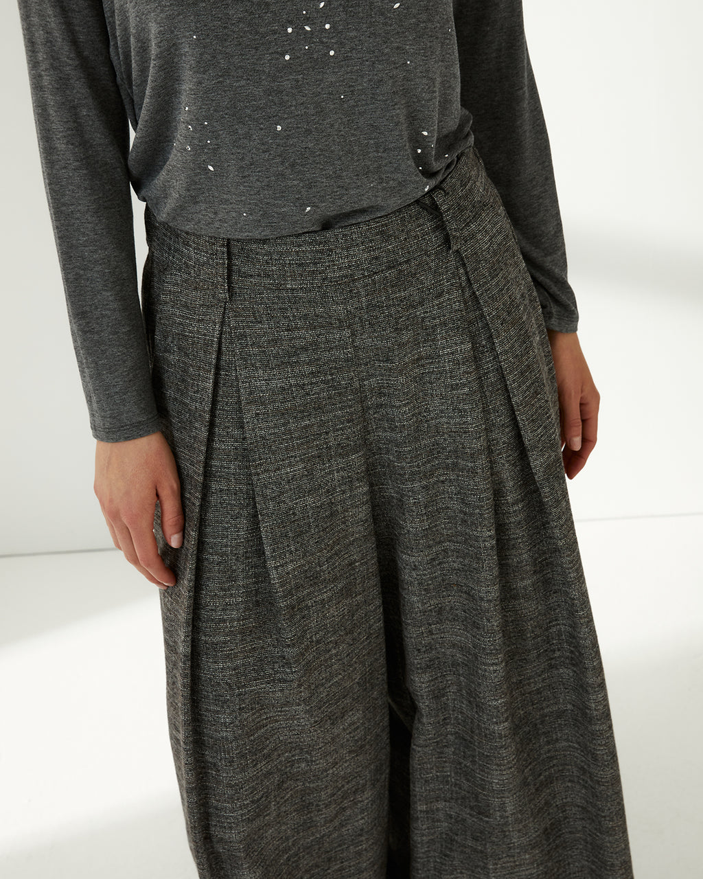 Pantalón ancho de mujer con pinzas cintura elástica