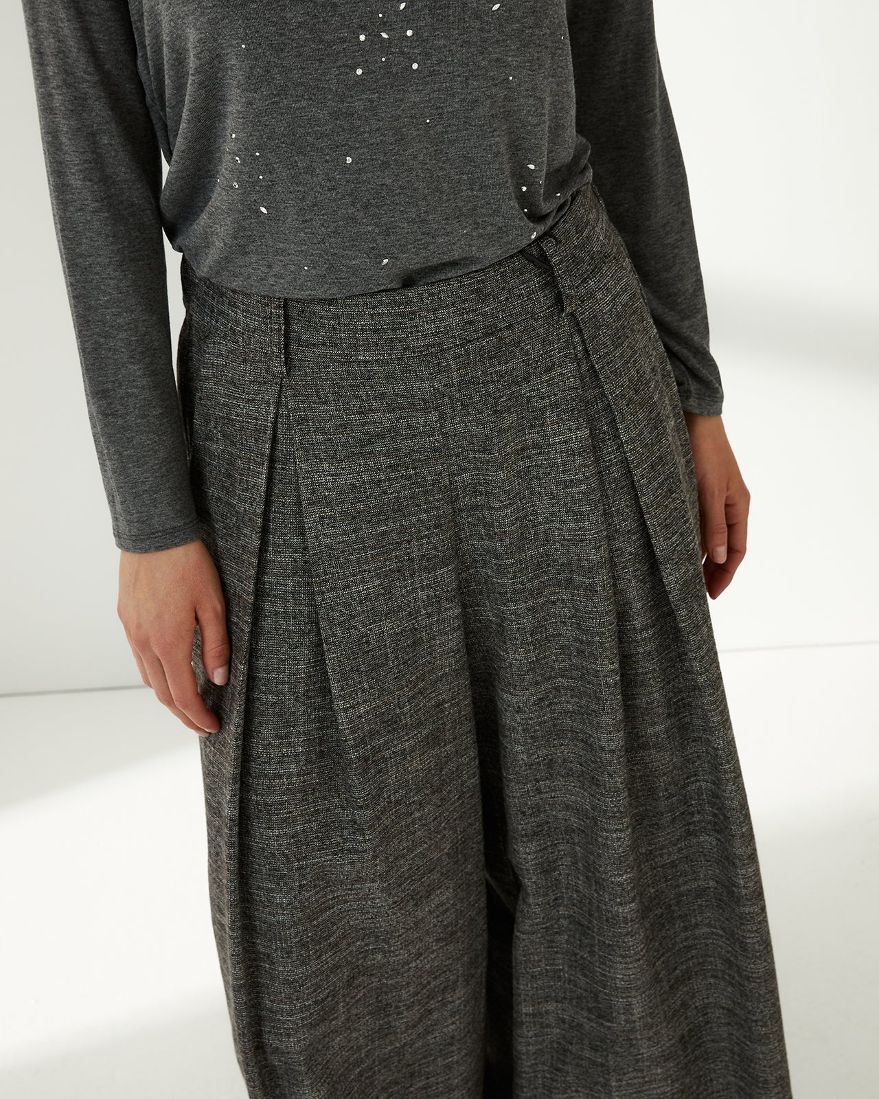 Pantalón ancho de mujer con pinzas cintura elástica