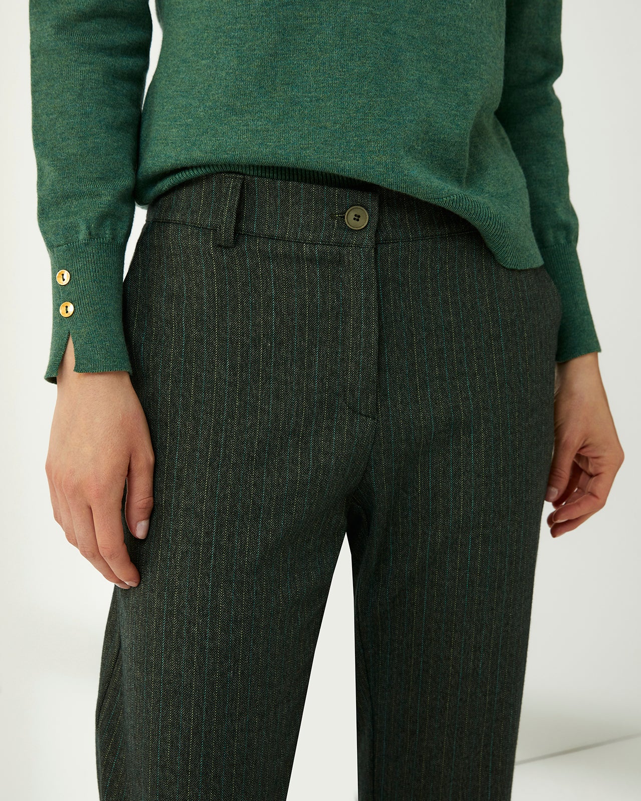 Pantalón tobillero de mujer raya diplomática cintura elástica