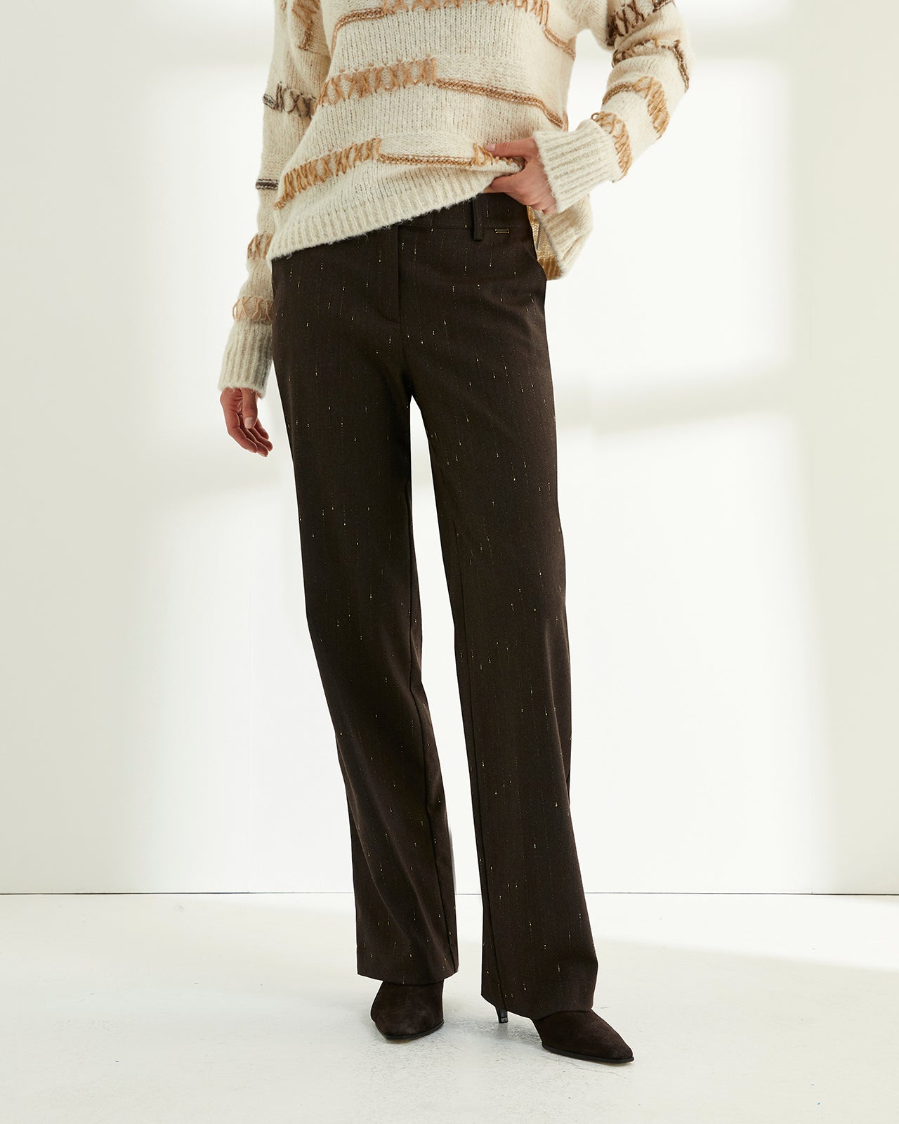 Pantalón recto de mujer tejido fantasía