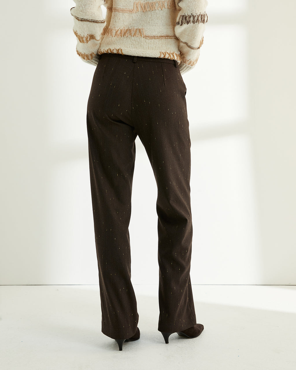 Pantalón recto de mujer tejido fantasía