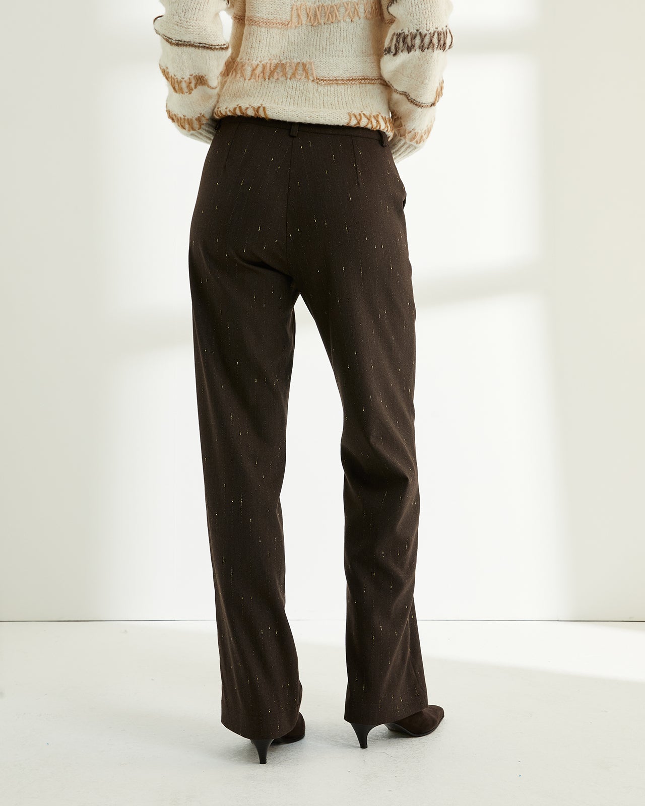 Pantalón recto de mujer tejido fantasía