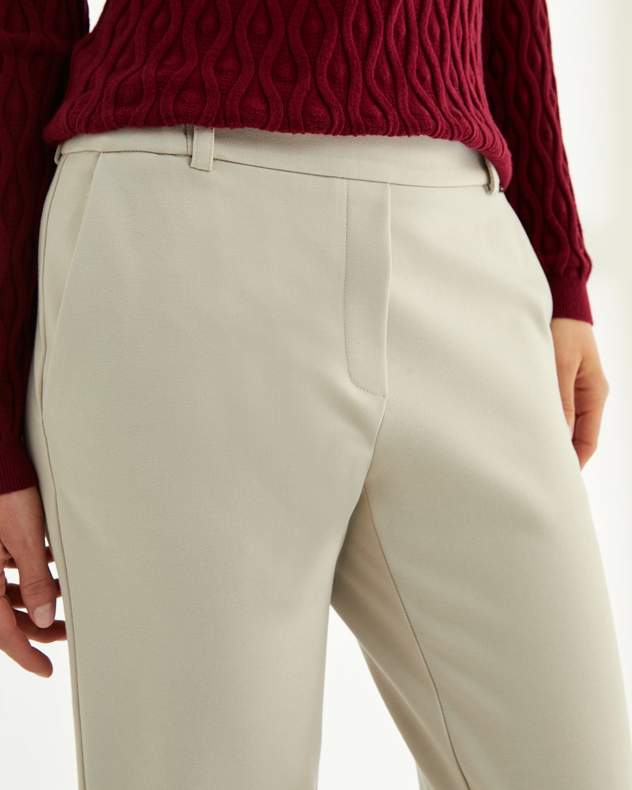 Pantalón tobillero de mujer punto liso cintura elástica