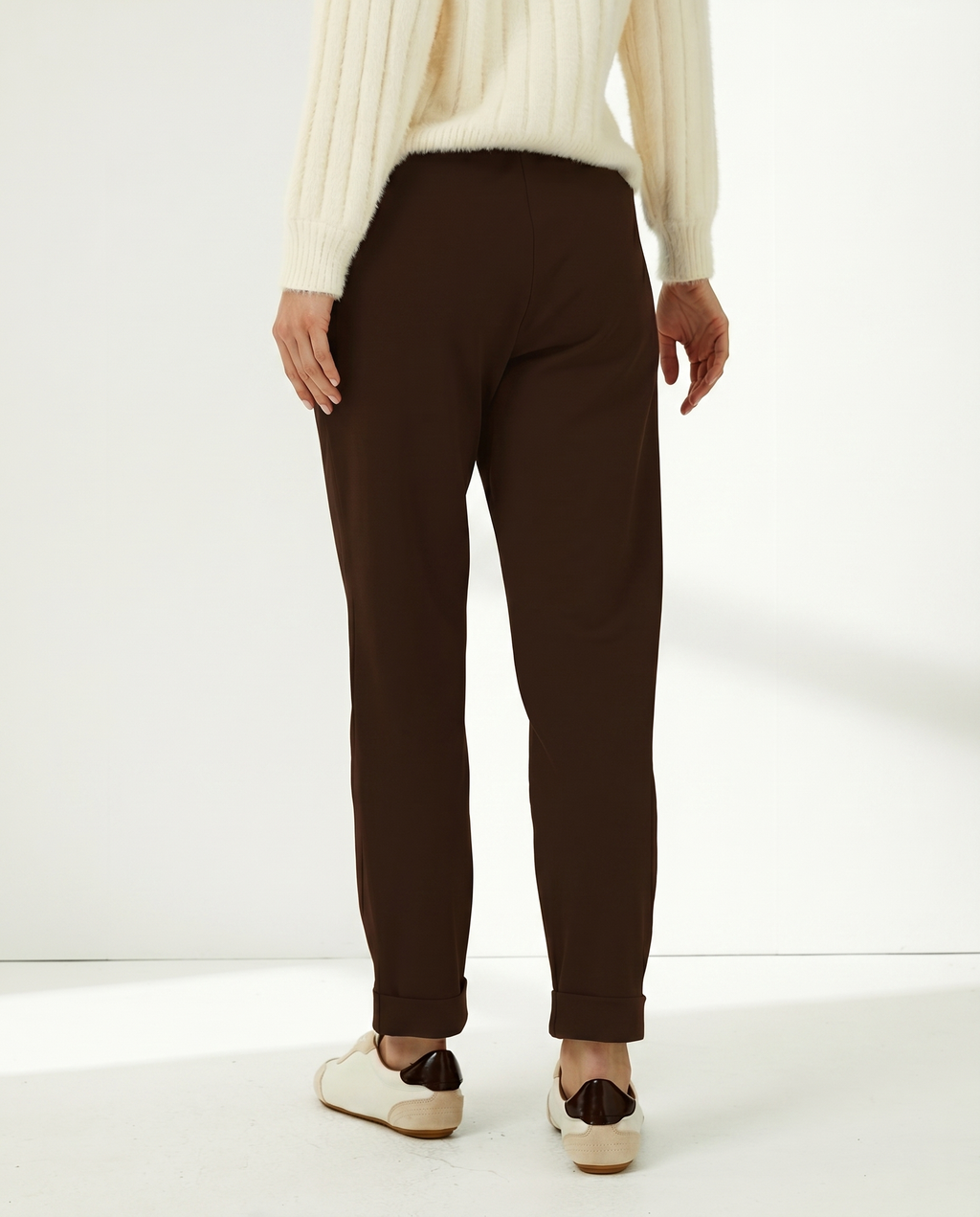 Pantalón tobillero de mujer punto liso cintura elástica