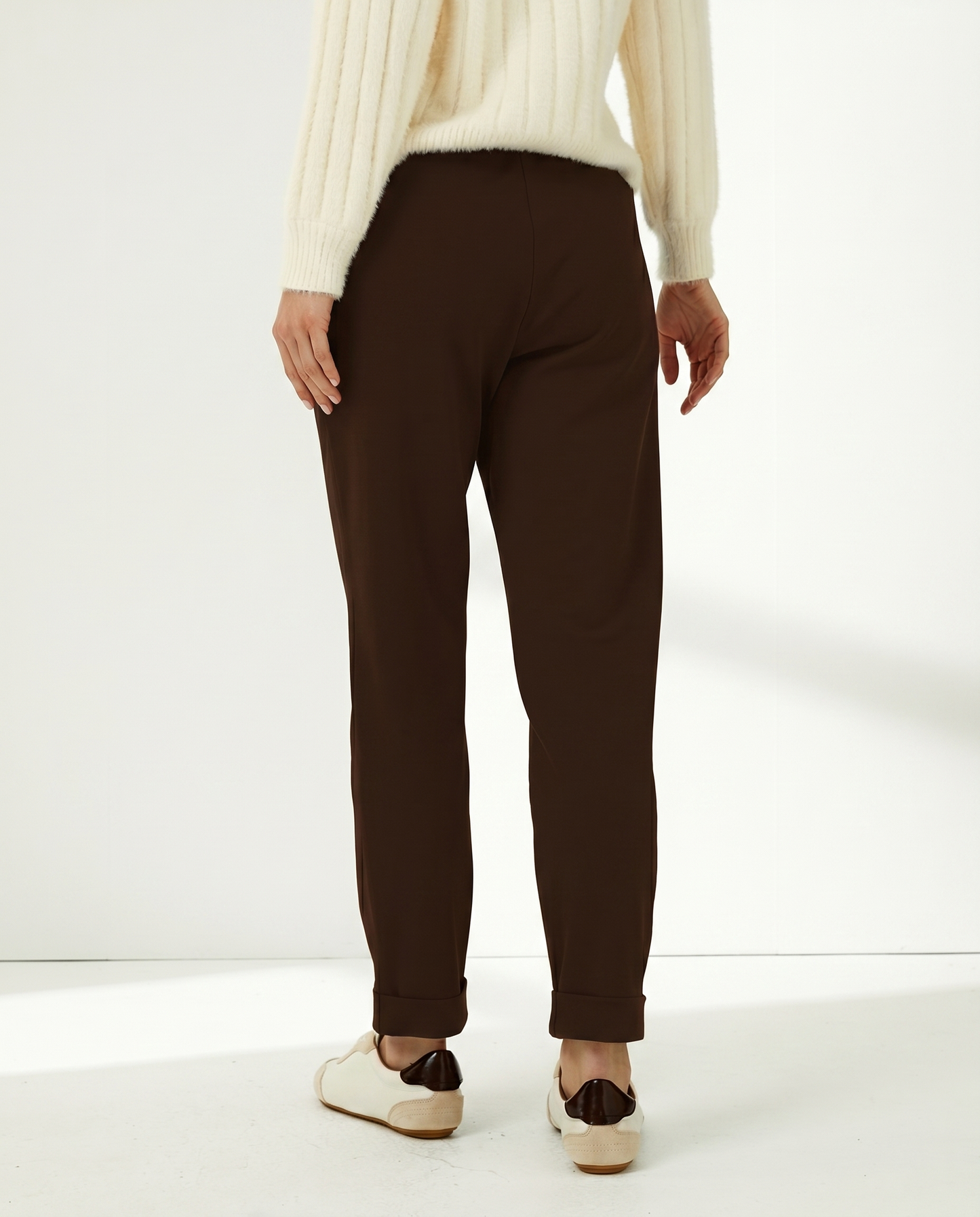 Pantalón tobillero de mujer punto liso cintura elástica