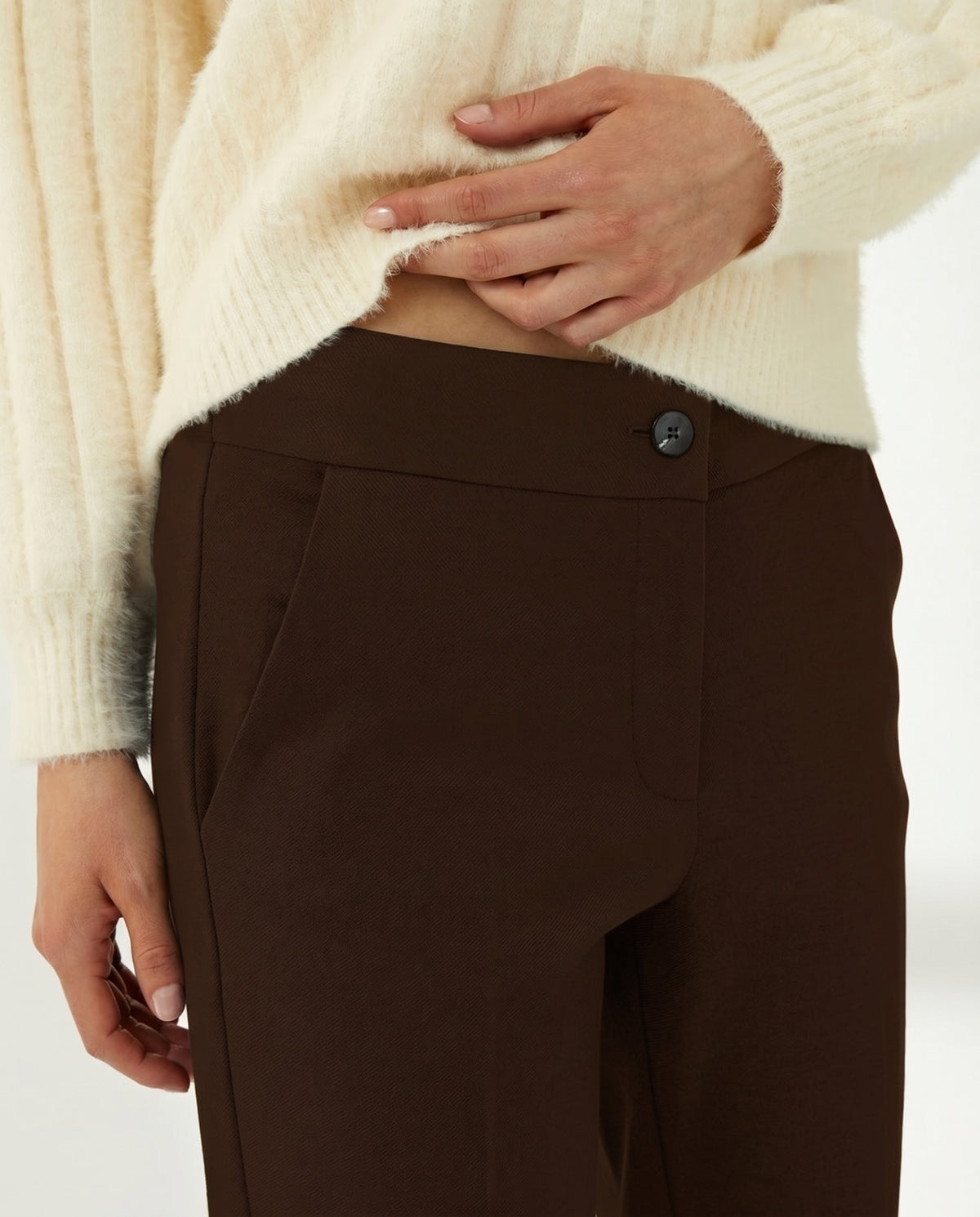 Pantalón tobillero de mujer punto liso cintura elástica