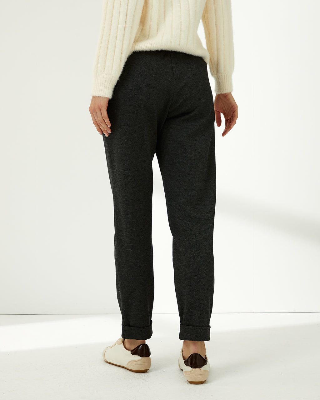 Pantalón tobillero de mujer punto liso cintura elástica