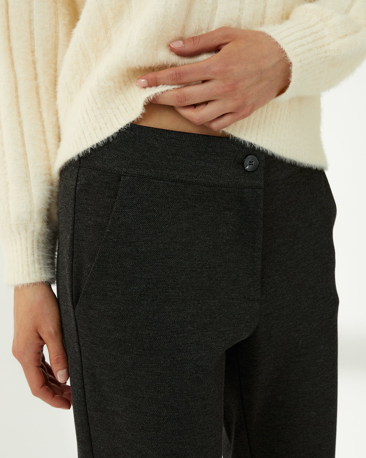 Pantalón tobillero de mujer punto liso cintura elástica