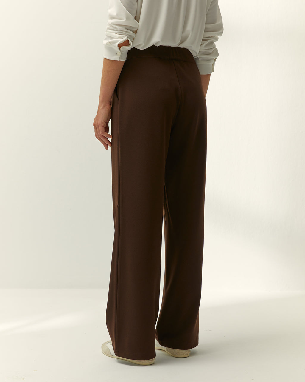 Pantalón recto de mujer punto liso cintura elástica