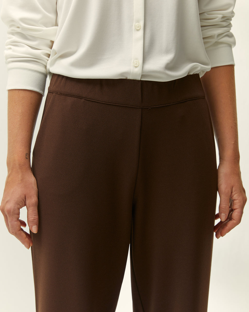 Pantalón recto de mujer punto liso cintura elástica