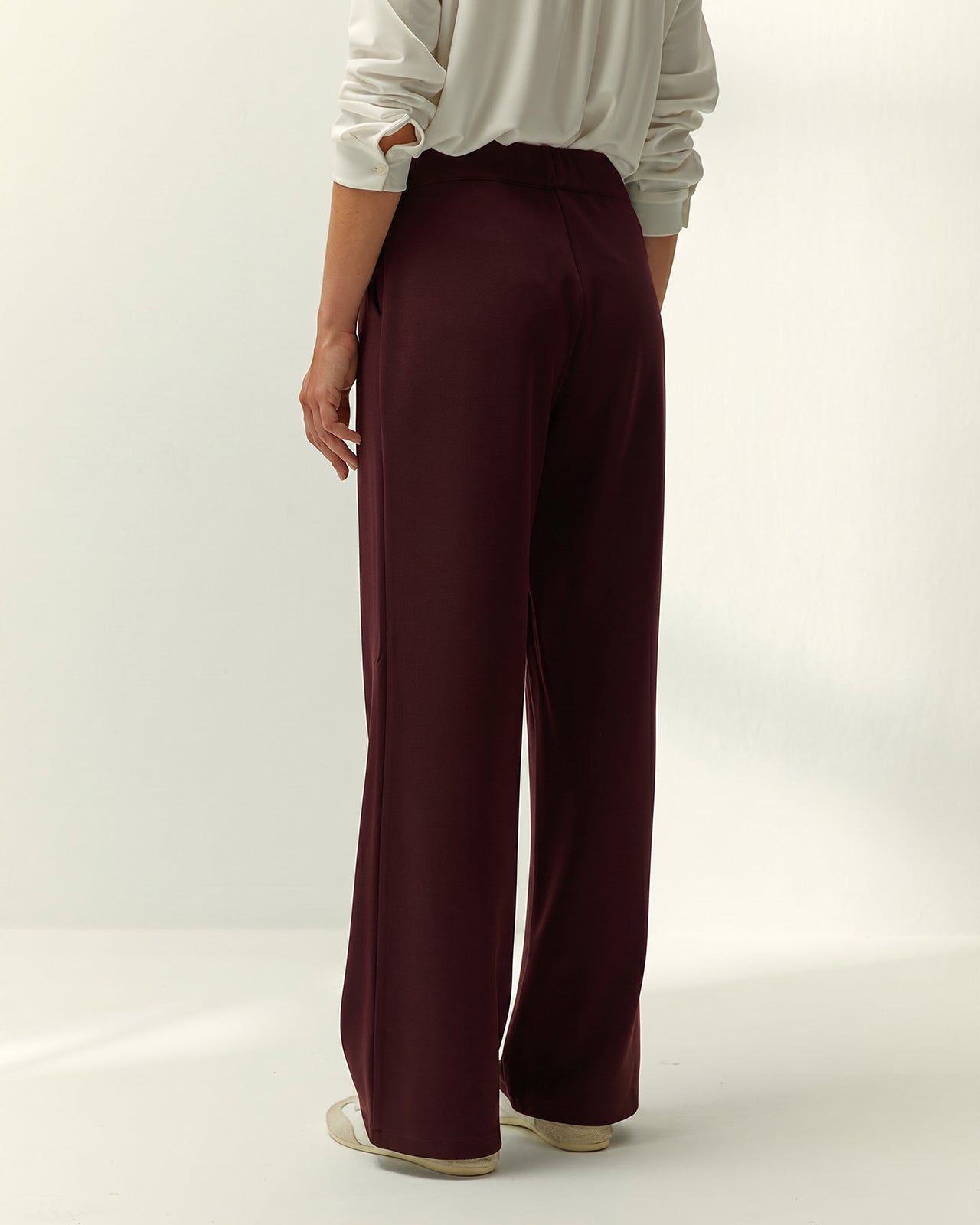 Pantalón recto de mujer punto liso cintura elástica