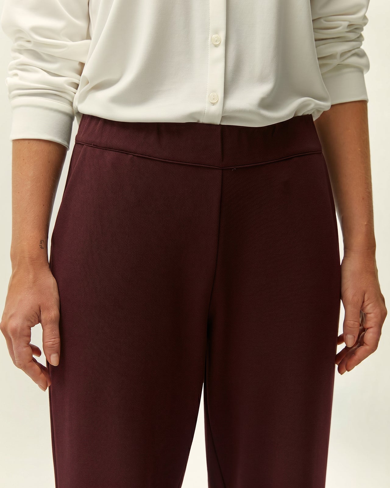 Pantalón recto de mujer punto liso cintura elástica