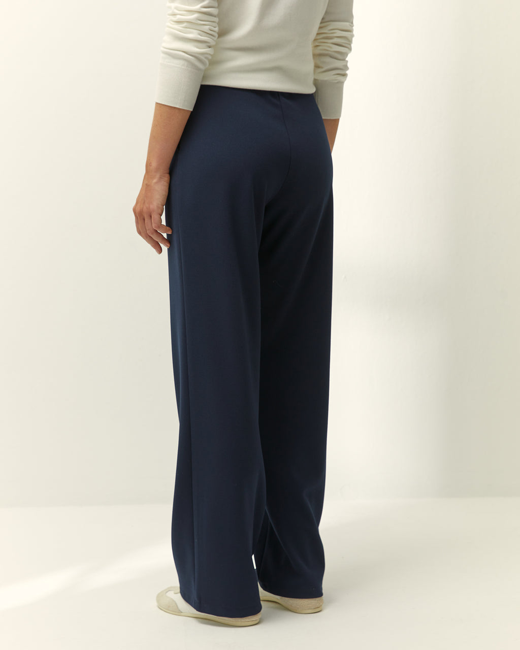 Pantalón recto de mujer punto liso cintura elástica