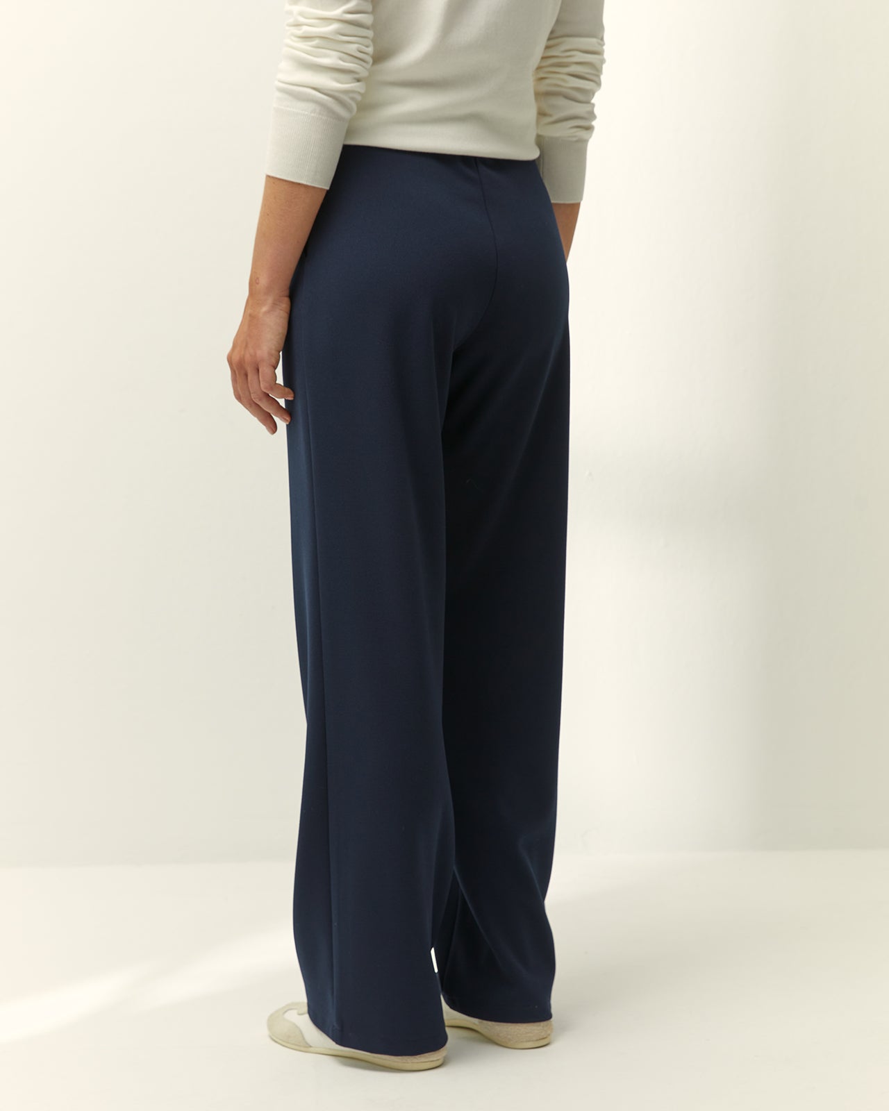 Pantalón recto de mujer punto liso cintura elástica