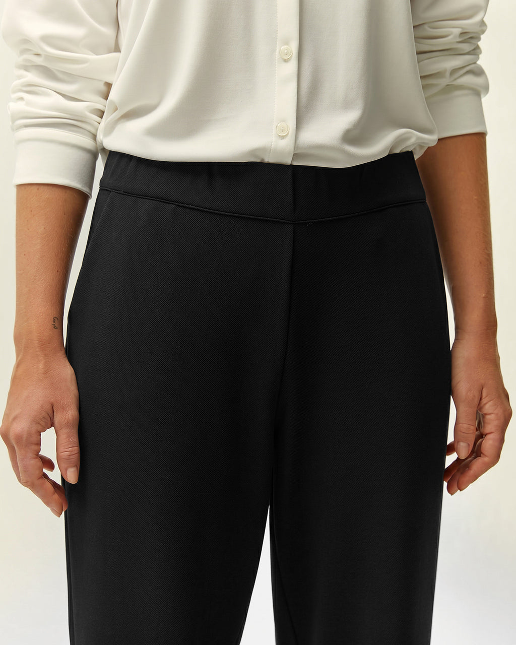 Pantalón recto de mujer punto liso cintura elástica