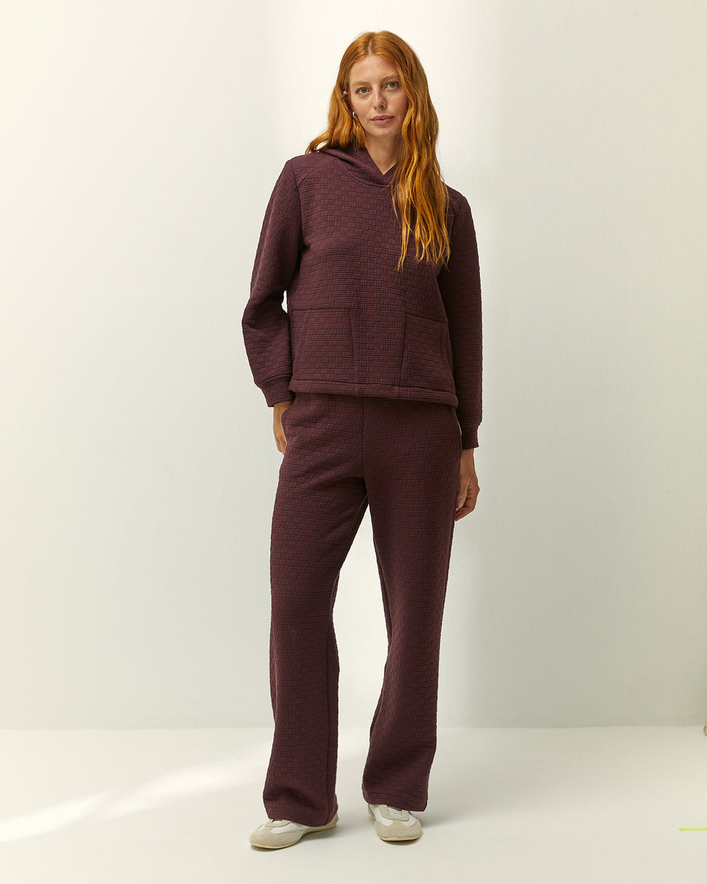 Pantalón recto de mujer punto estructurado cintura elástica