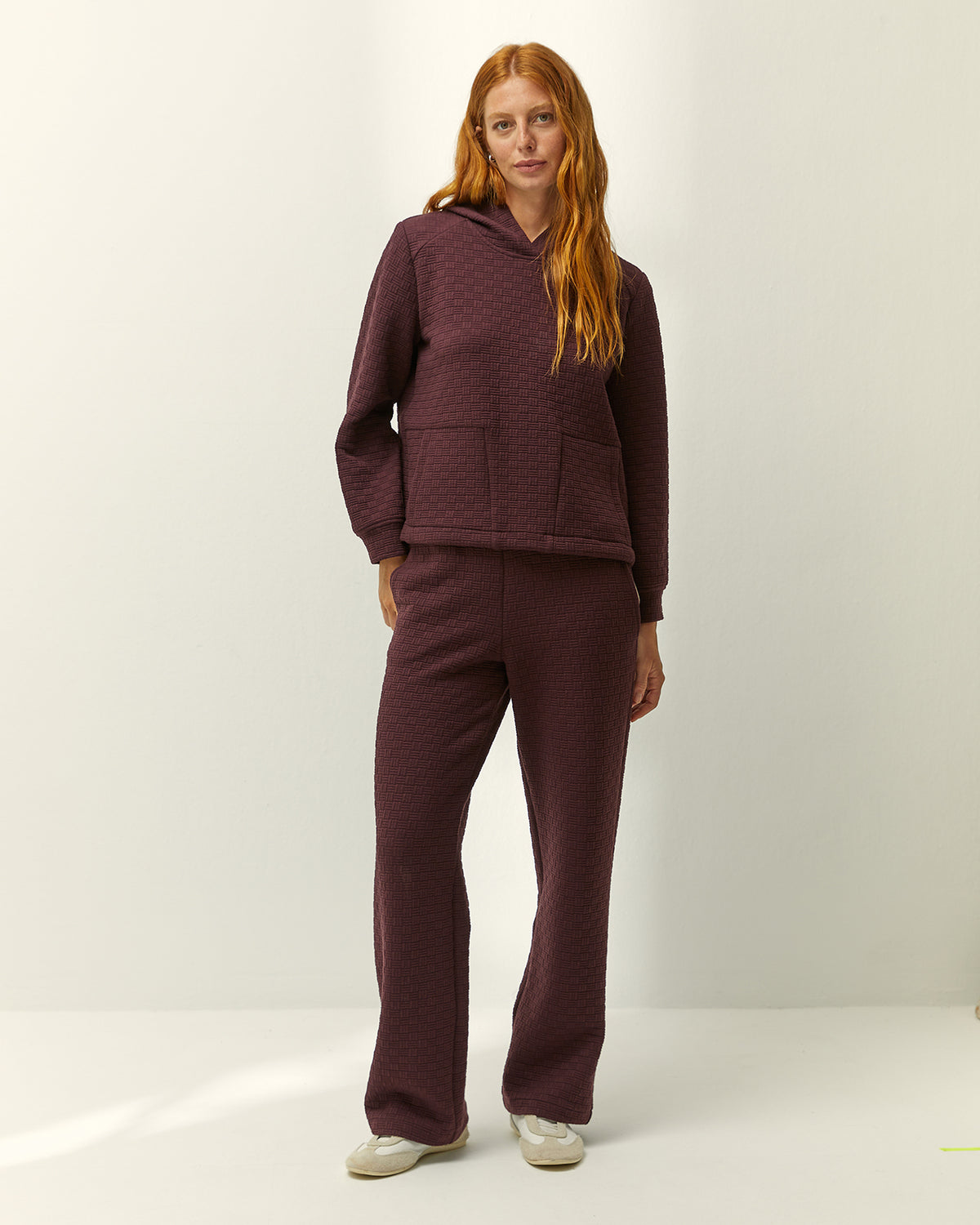 Pantalón recto de mujer punto estructurado cintura elástica