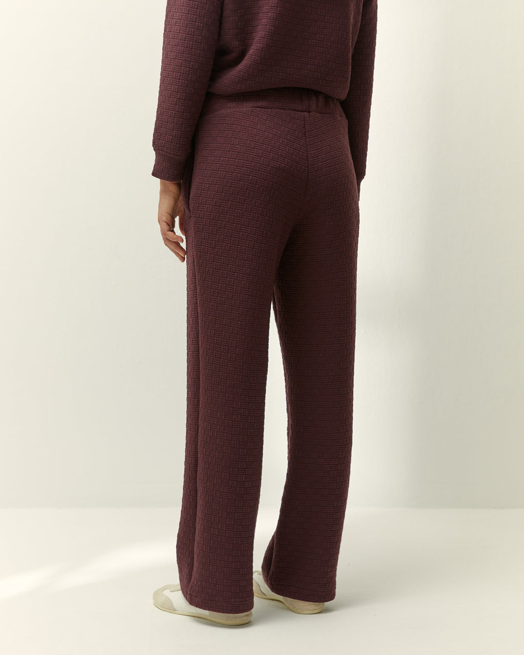 Pantalón recto de mujer punto estructurado cintura elástica
