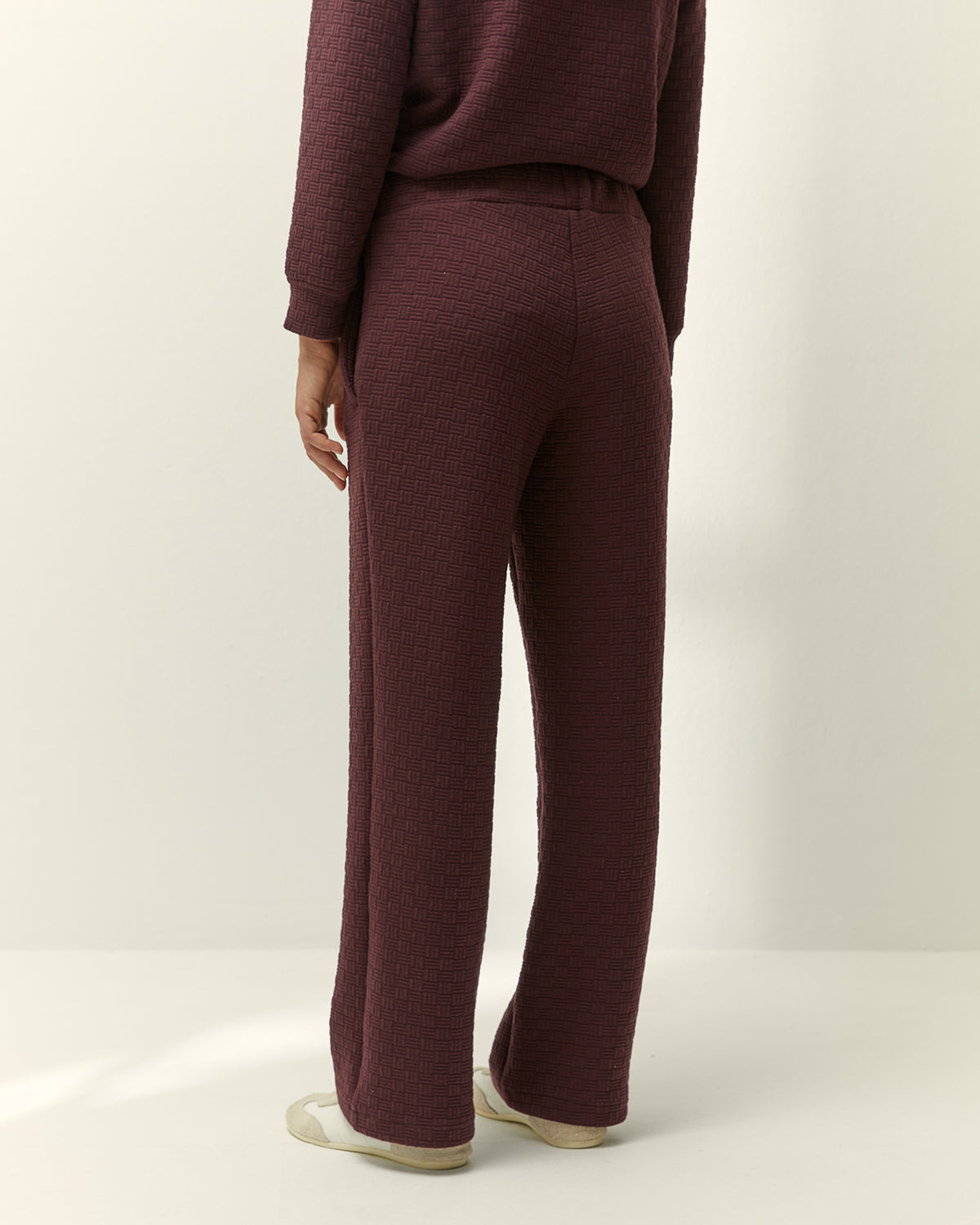 Pantalón recto de mujer punto estructurado cintura elástica