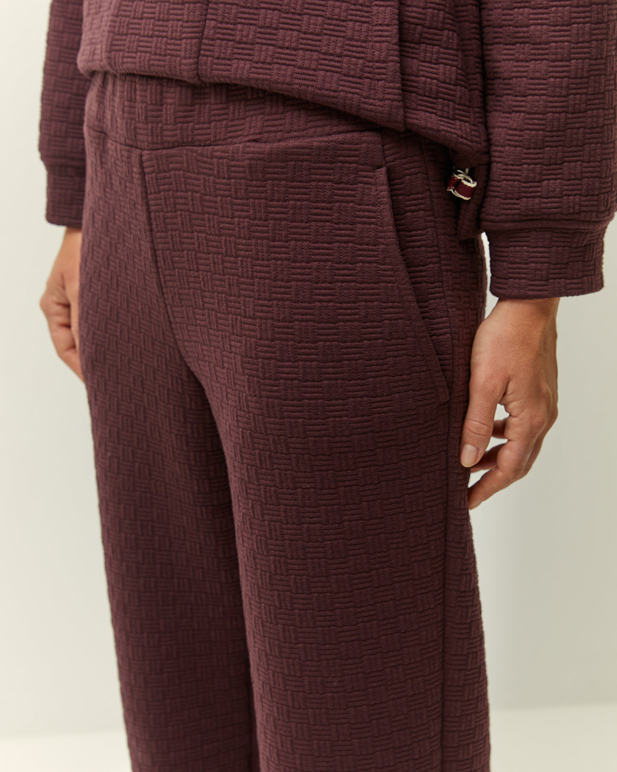 Pantalón recto de mujer punto estructurado cintura elástica
