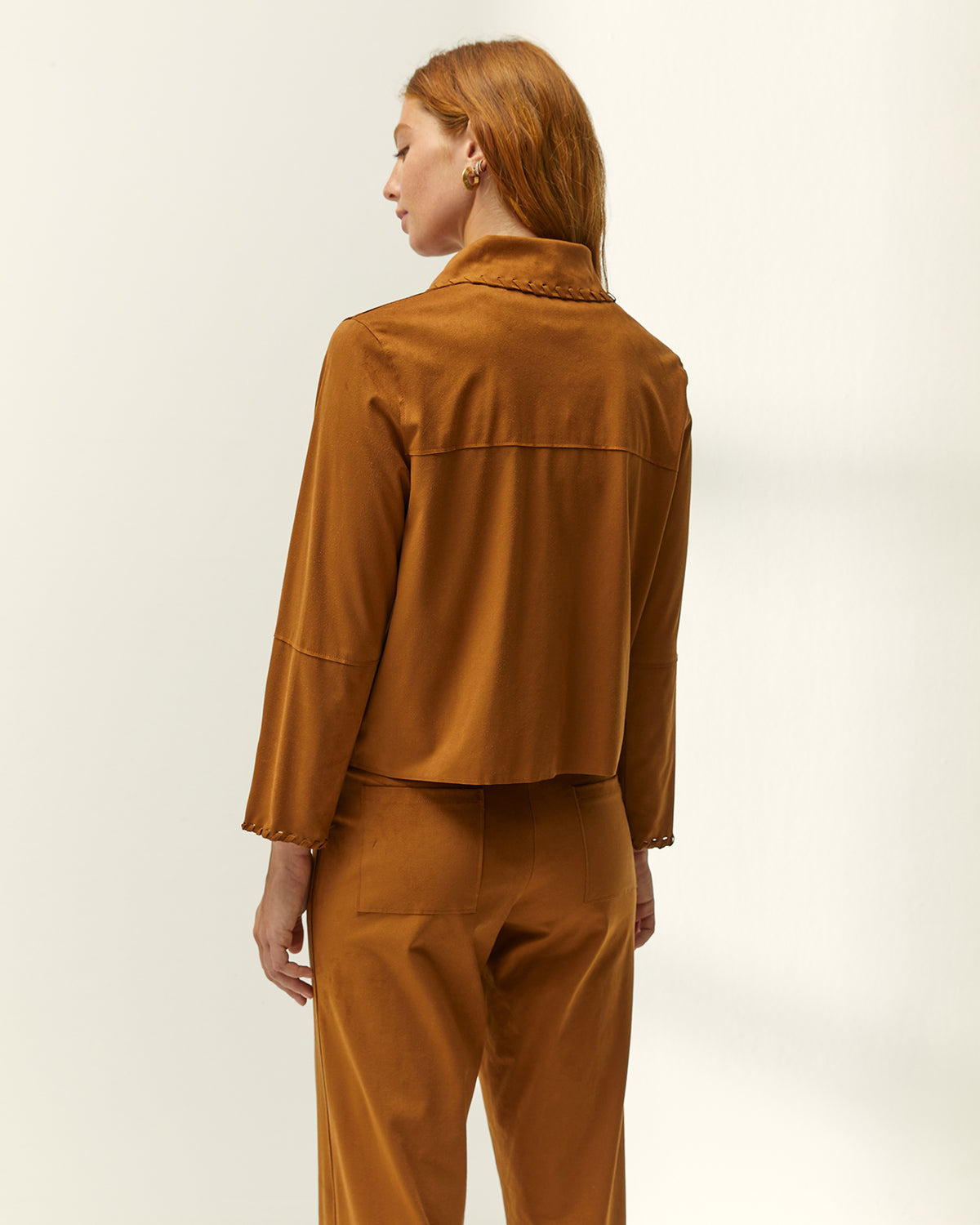 Chaqueta de mujer efecto ante cuello camisero