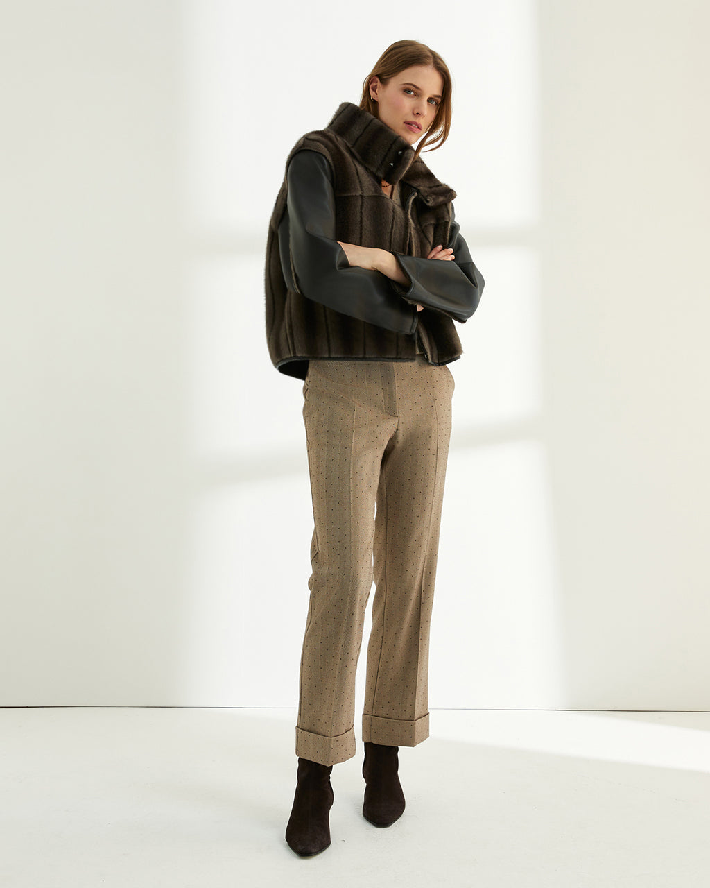 Chaqueta de mujer REVERSIBLE ecopiel y pelo sintético