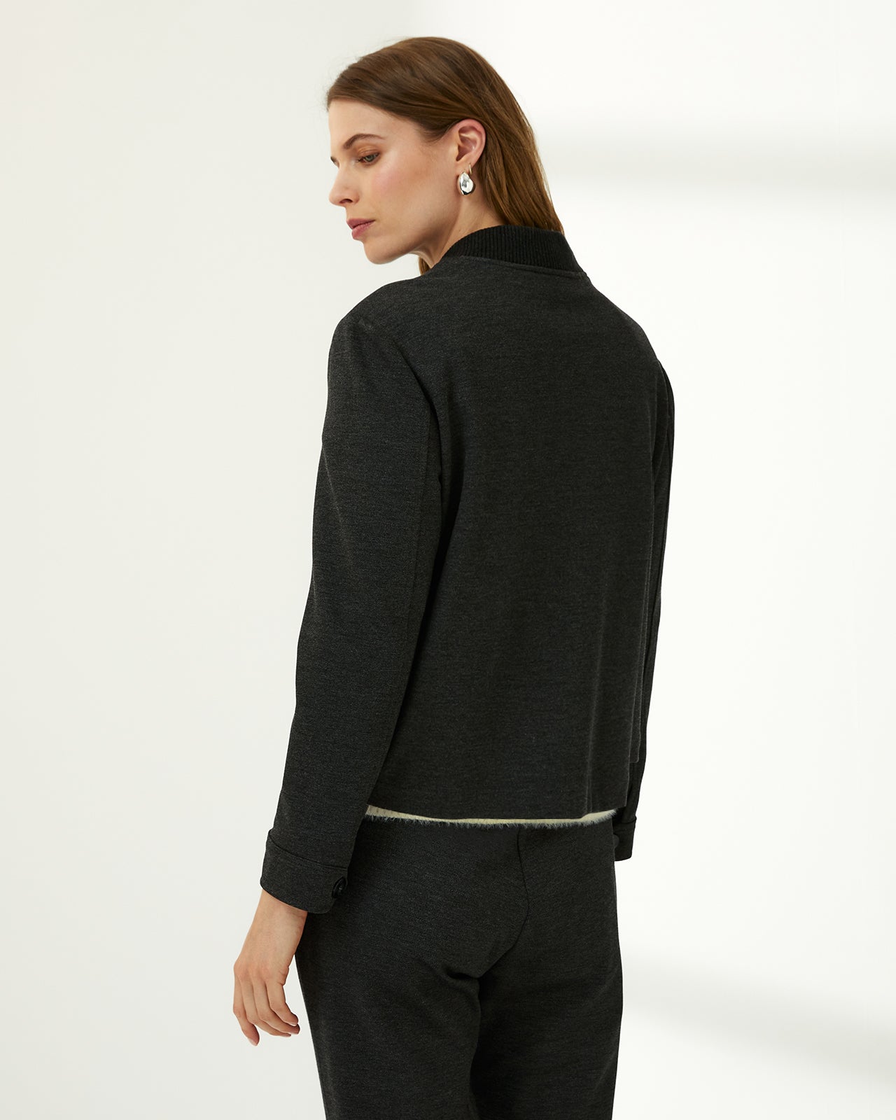 Chaqueta de mujer punto liso tipo bomber