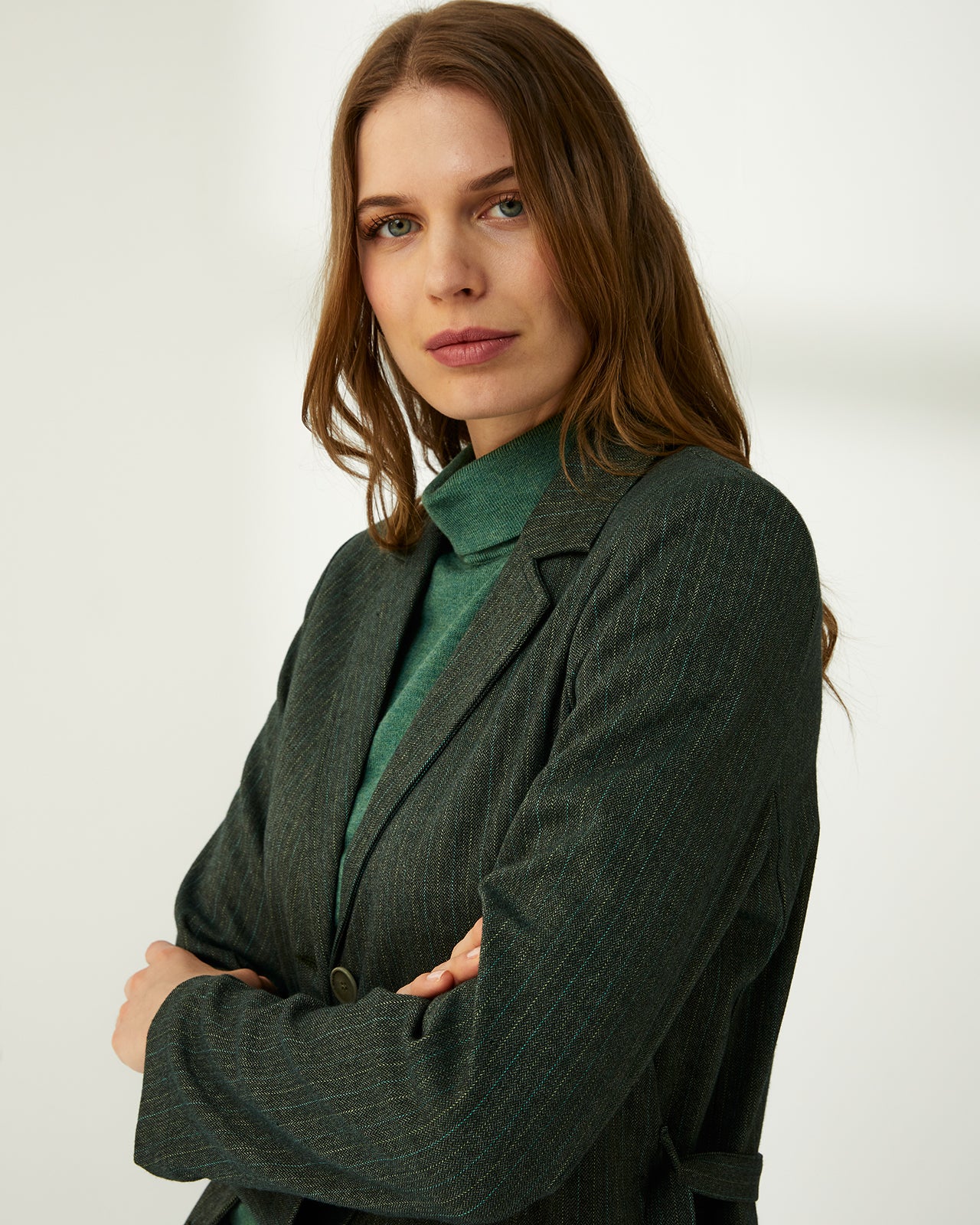 Blazer de mujer corte recto estampado rayas