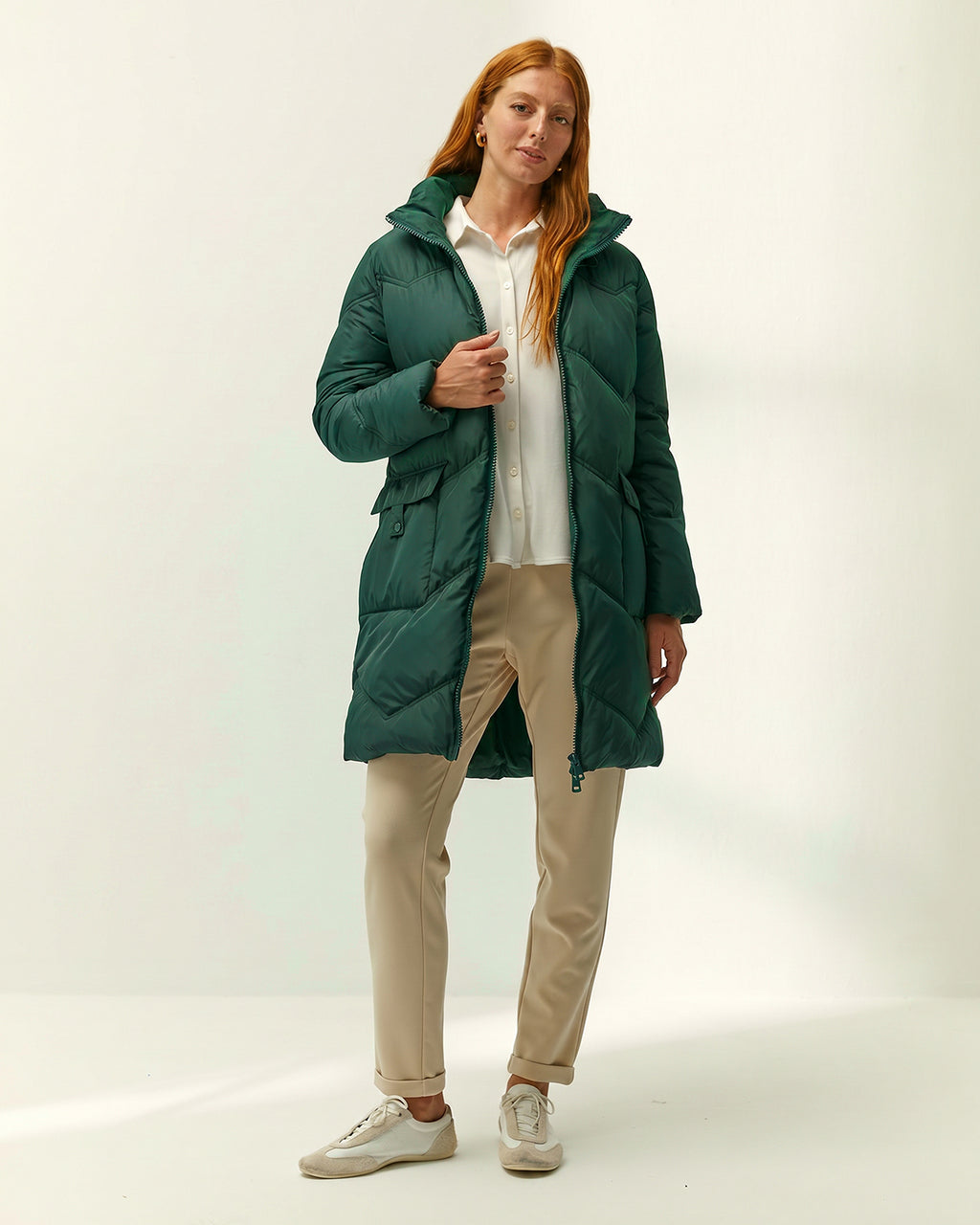 Parka larga de mujer acolchada capucha desmontable