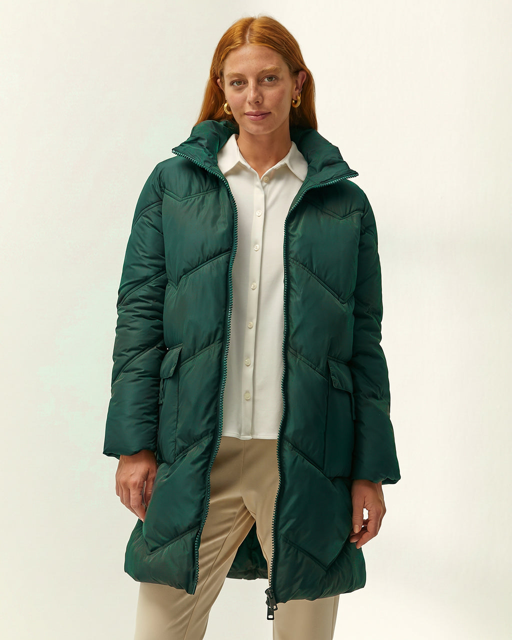 Parka larga de mujer acolchada capucha desmontable