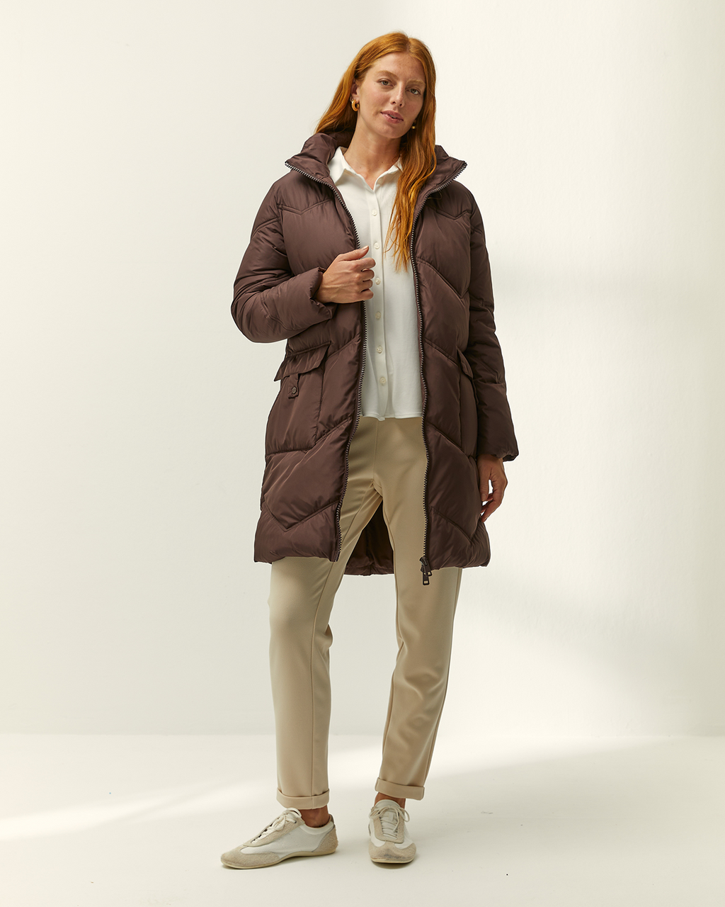 Parka larga de mujer acolchada capucha desmontable