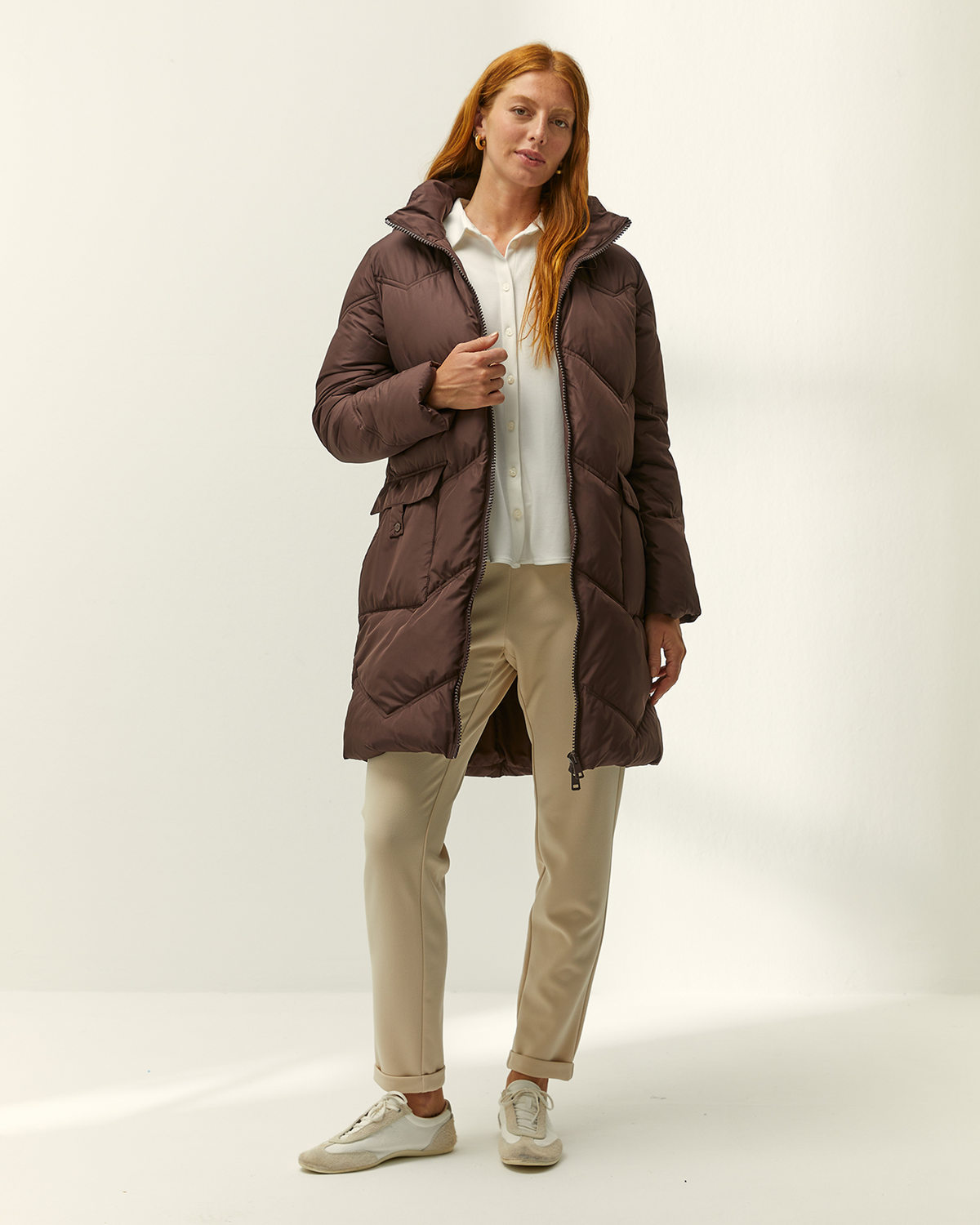 Parka larga de mujer acolchada capucha desmontable