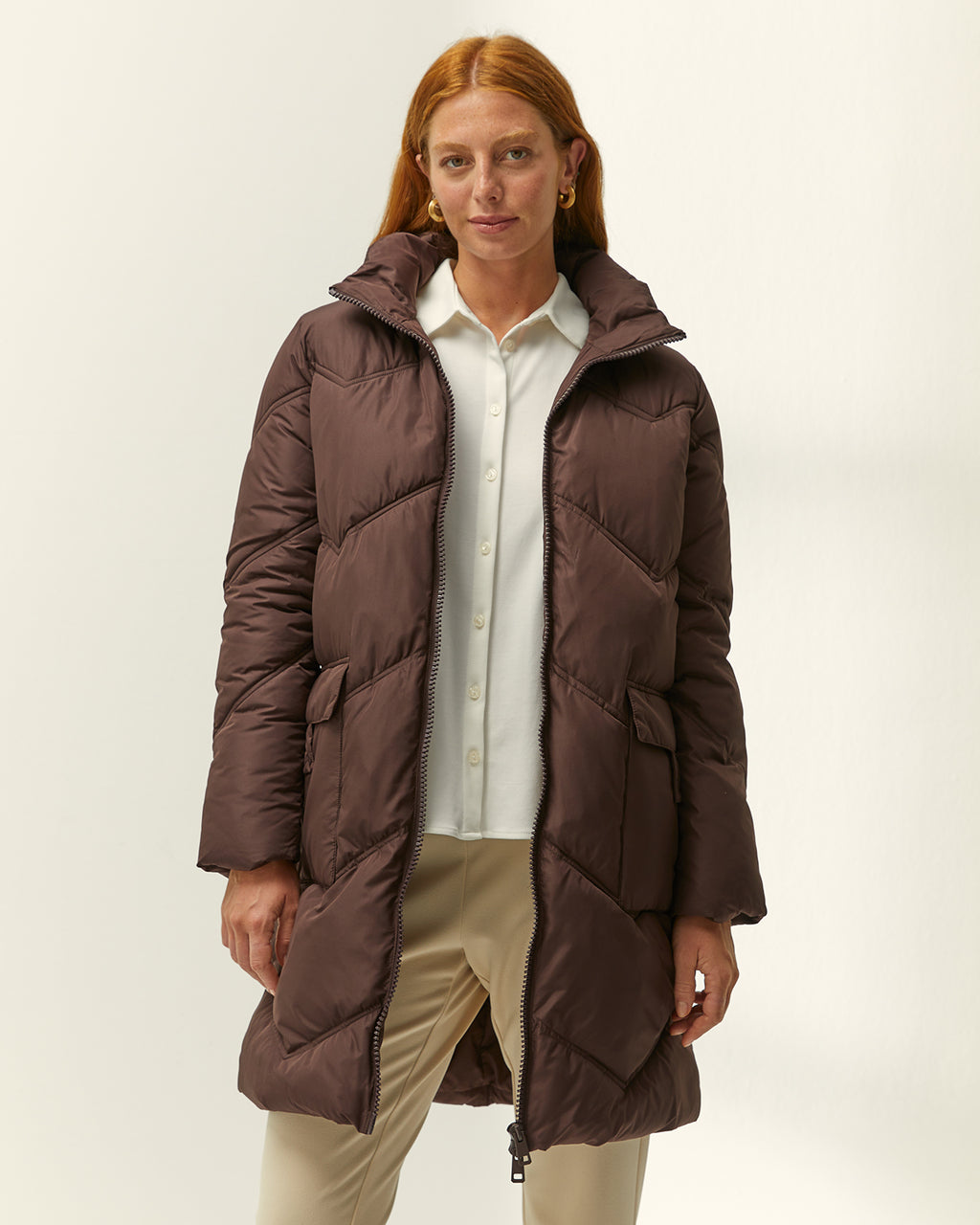 Parka larga de mujer acolchada capucha desmontable